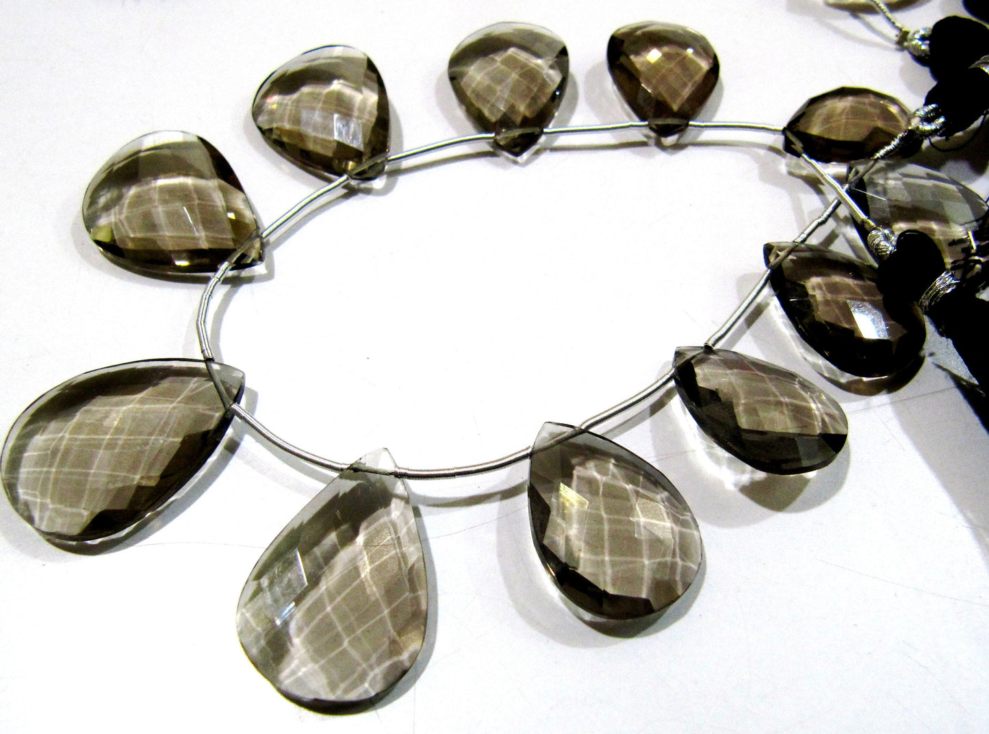 Smoky Hydro Quartz Pear shape Briolette Faceted Beads Size 15x20mm to 18x25mm Beads Strand 8 inches Long Jewelry making quartz beads