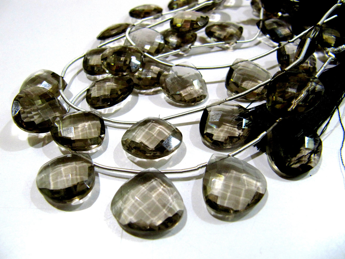 Smoky Quartz Heart shape Briolette Faceted Beads Size 13mm  Beads Strand 8 inches Long Jewelry making Gemstone beads