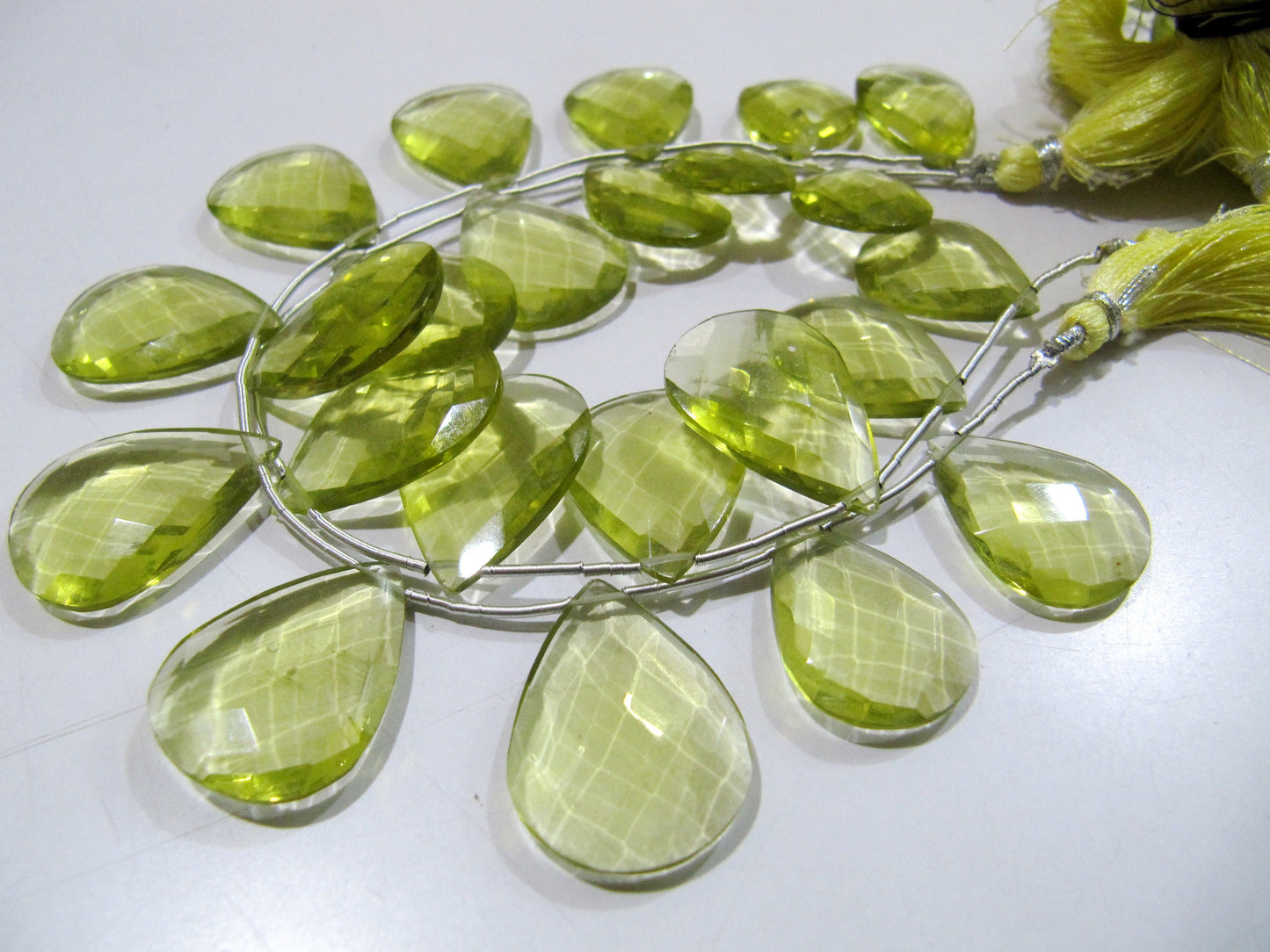 Lemon Hydro Quartz Pear shape Briolette Faceted Beads Size 15x20mm to 18x25mm Beads Strand 8 inches Long Jewelry making Hydro quartz beads