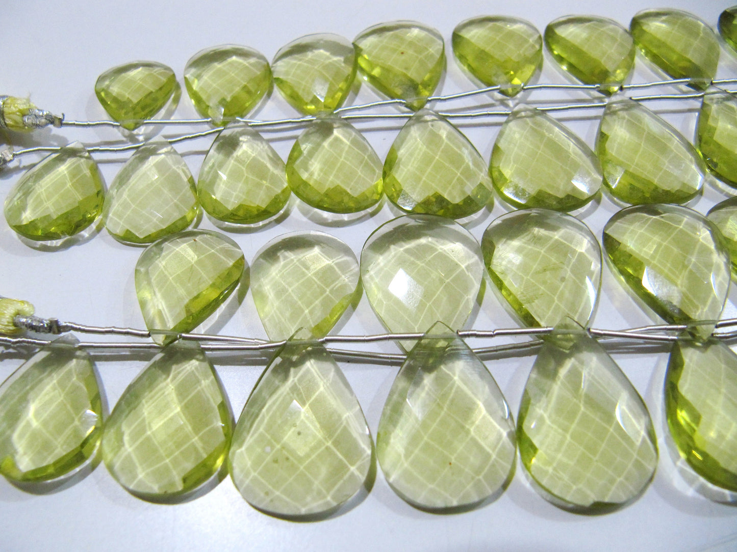 Lemon Hydro Quartz Pear shape Briolette Faceted Beads Size 15x20mm to 18x25mm Beads Strand 8 inches Long Jewelry making Hydro quartz beads