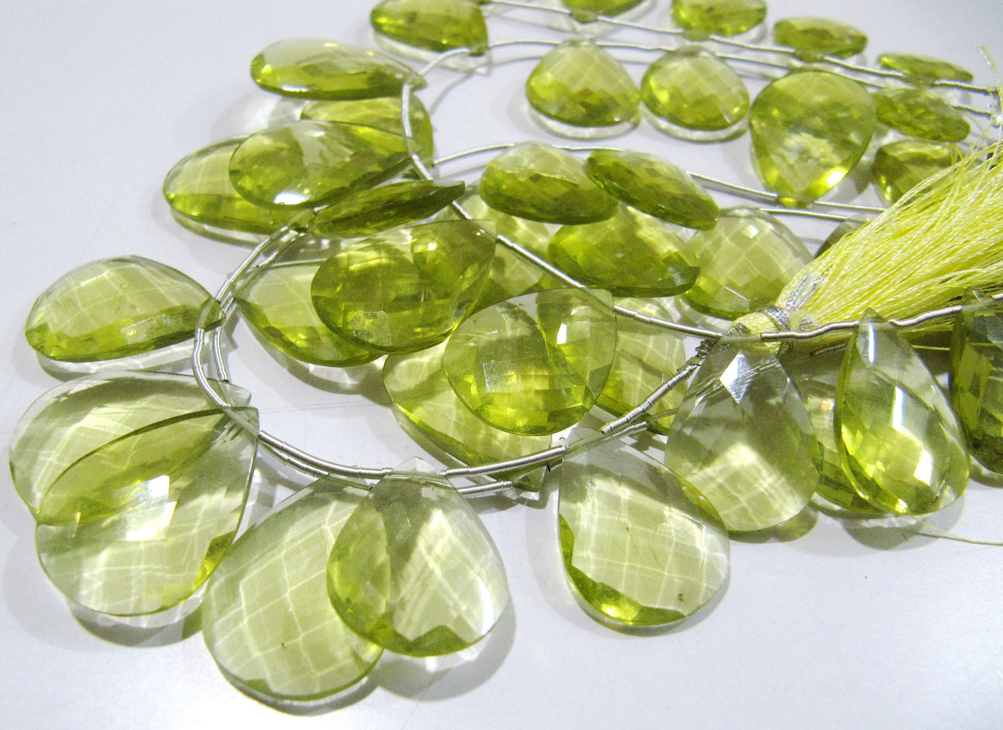 Lemon Hydro Quartz Pear shape Briolette Faceted Beads Size 15x20mm to 18x25mm Beads Strand 8 inches Long Jewelry making Hydro quartz beads