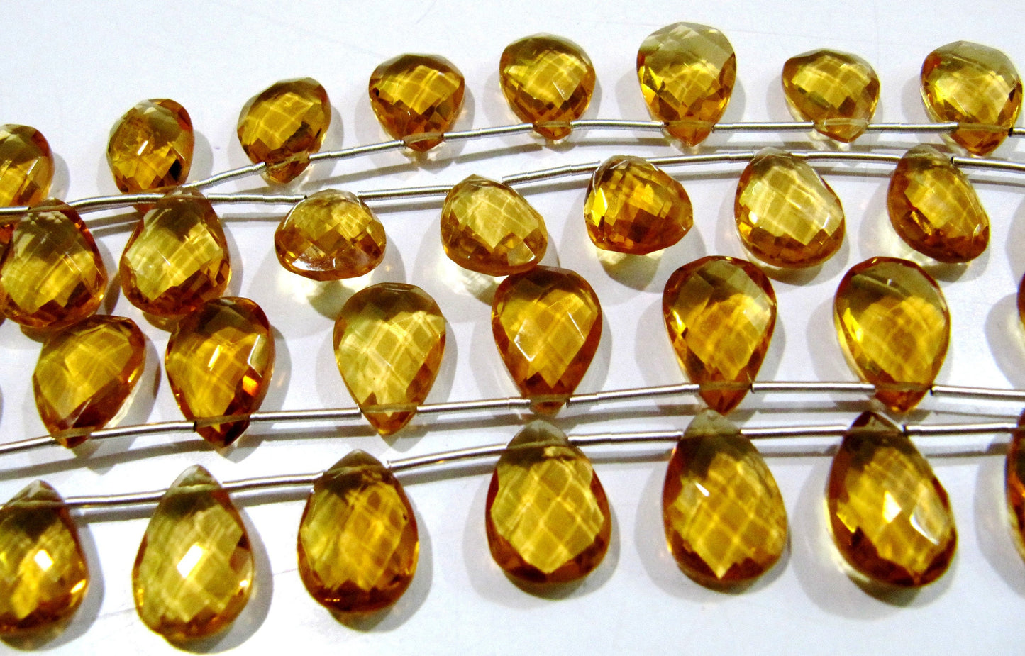 Citrine Hydro Quartz Pear shape Briolette Faceted Beads Size 15x20mm to 18x25mm Beads Strand 8 inches Long Jewelry making Hydro quartz beads