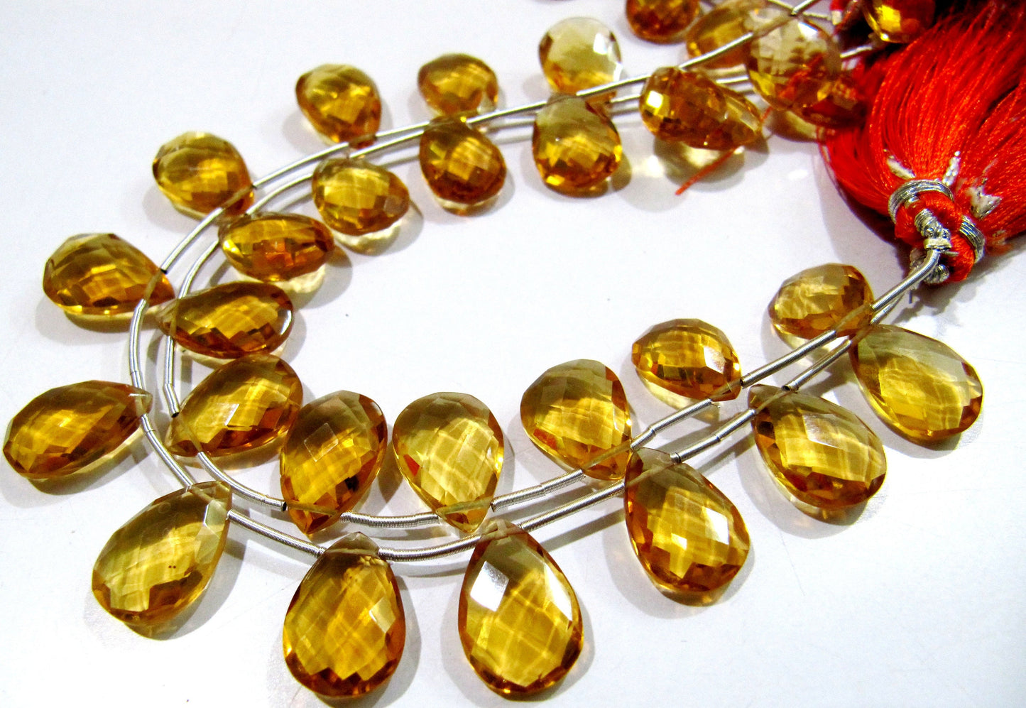 Citrine Hydro Quartz Pear shape Briolette Faceted Beads Size 15x20mm to 18x25mm Beads Strand 8 inches Long Jewelry making Hydro quartz beads