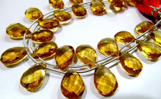 Citrine Hydro Quartz Pear shape Briolette Faceted Beads Size 15x20mm to 18x25mm Beads Strand 8 inches Long Jewelry making Hydro quartz beads