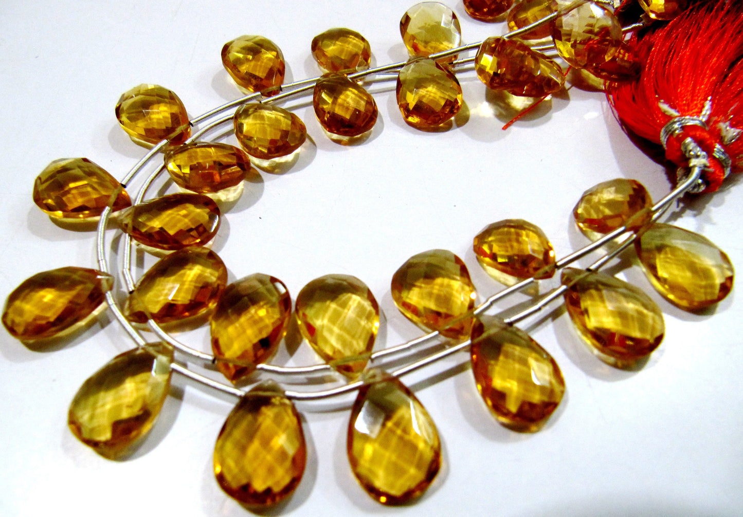 Citrine Hydro Quartz Pear shape Briolette Faceted Beads Size 15x20mm to 18x25mm Beads Strand 8 inches Long Jewelry making Hydro quartz beads