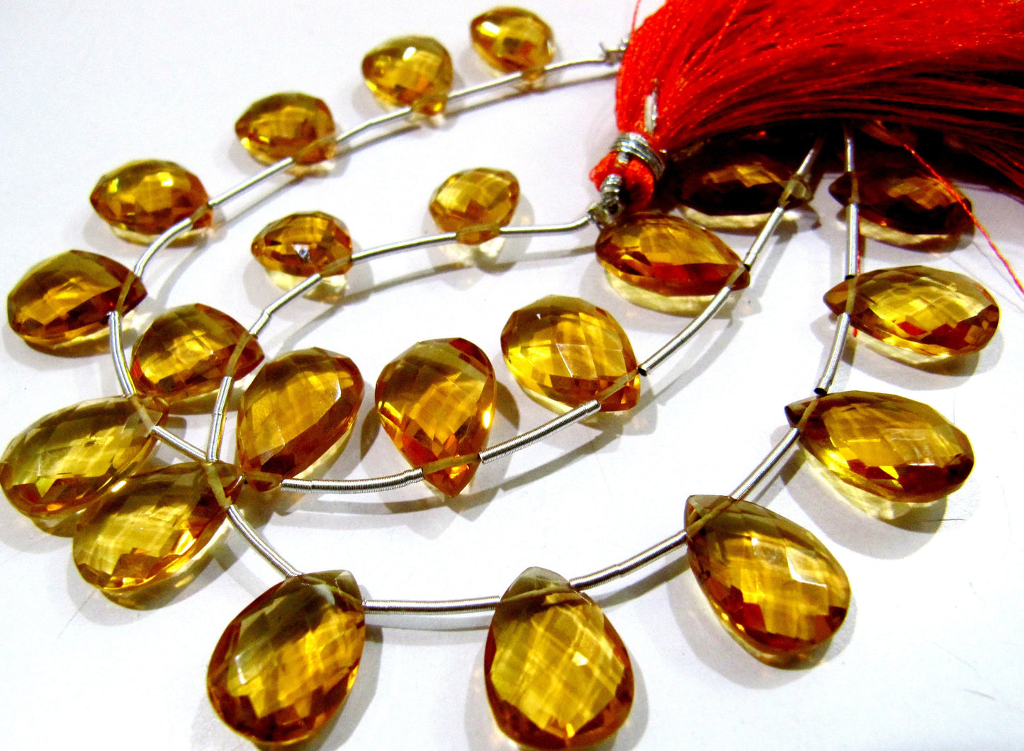 Citrine Hydro Quartz Pear shape Briolette Faceted Beads Size 15x20mm to 18x25mm Beads Strand 8 inches Long Jewelry making Hydro quartz beads