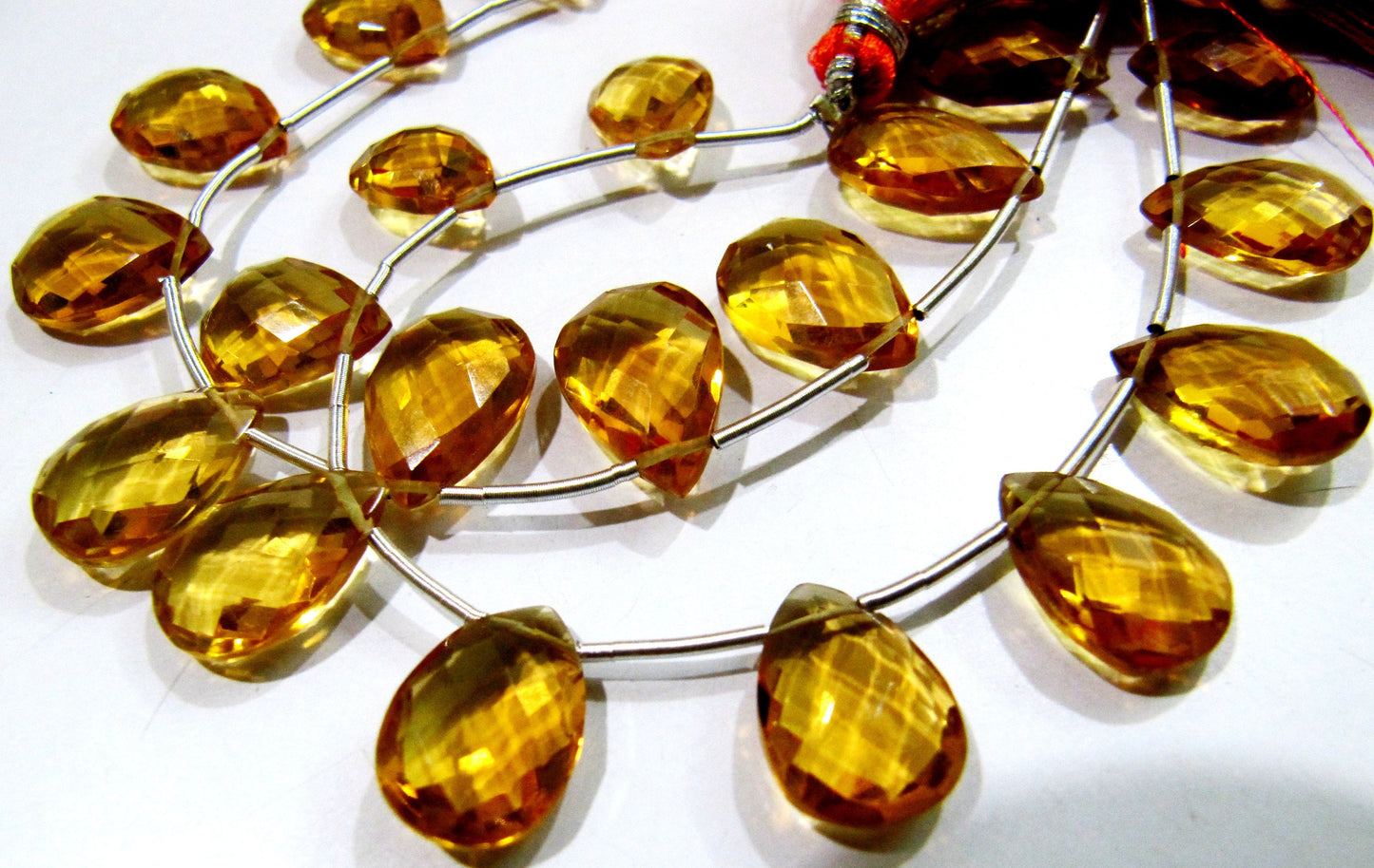 Citrine Hydro Quartz Pear shape Briolette Faceted Beads Size 15x20mm to 18x25mm Beads Strand 8 inches Long Jewelry making Hydro quartz beads
