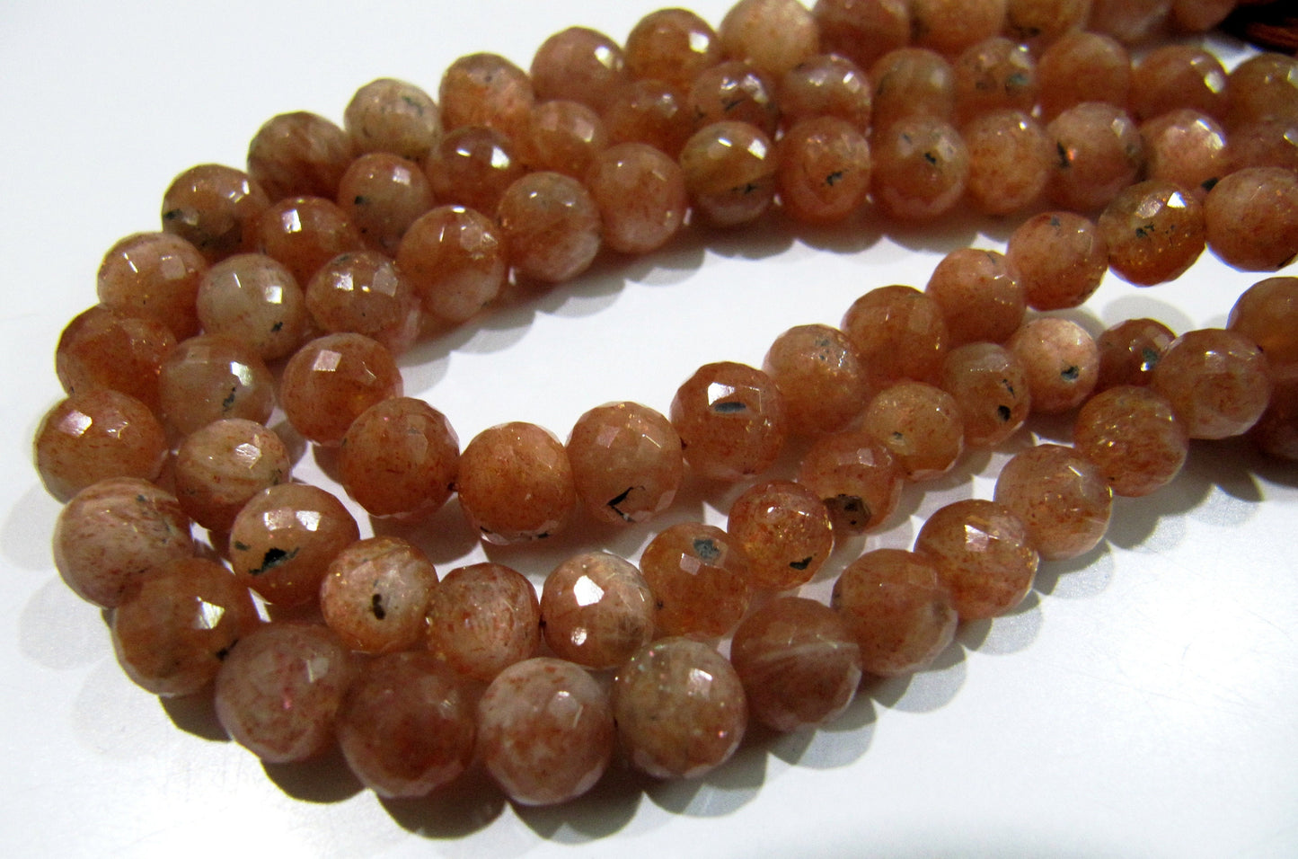 20 Loose Beads- Natural Sunstone Faceted Round Beads / 5 to 8mm Size Genuine Sunstone Beads / Gemstone Beads / Birth Stone- Wholesale Prices