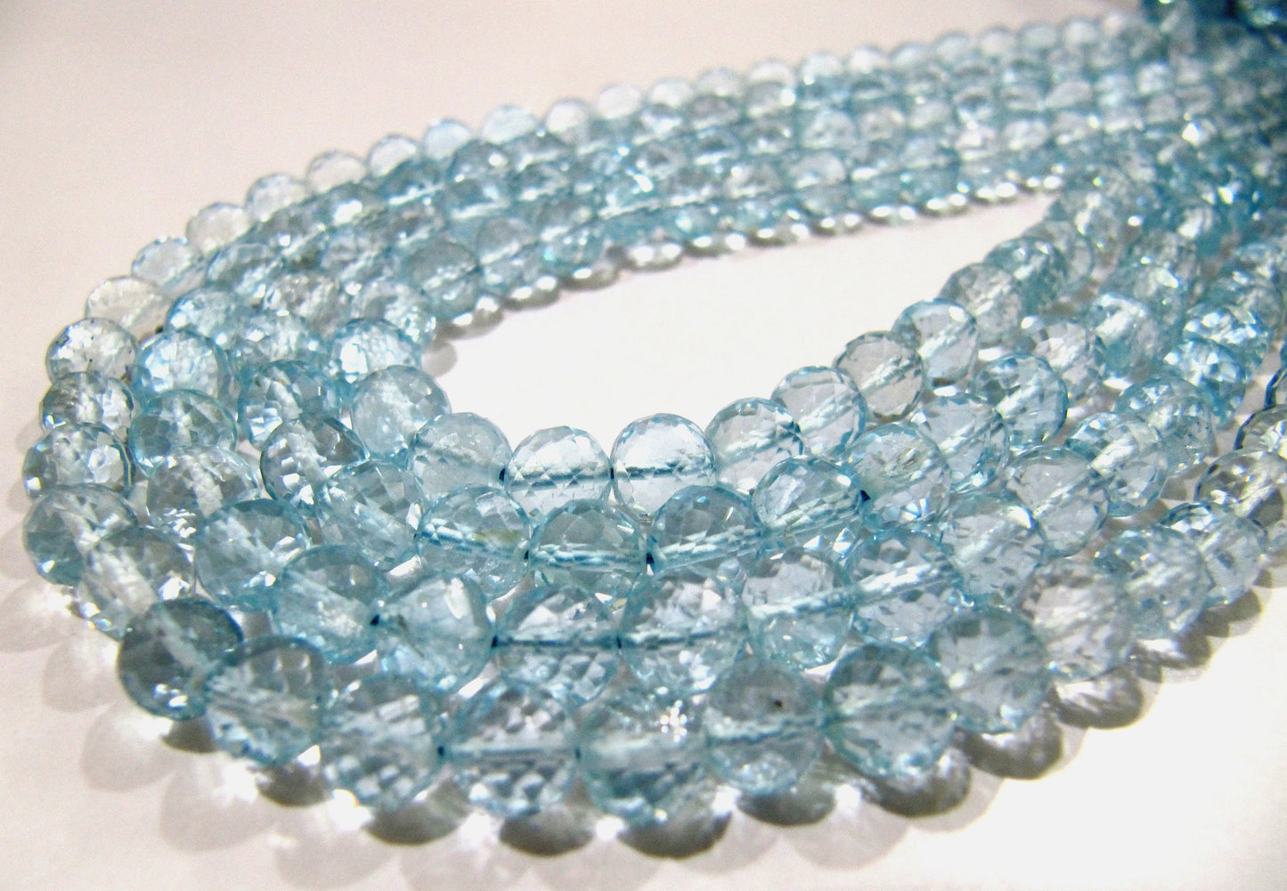Super Fine Quality Natural Blue Topaz Faceted Round Beads  Genuine Blue Topaz Gemstone Beads 5-6mm Size BT Gemstone  Strand 5 inch long