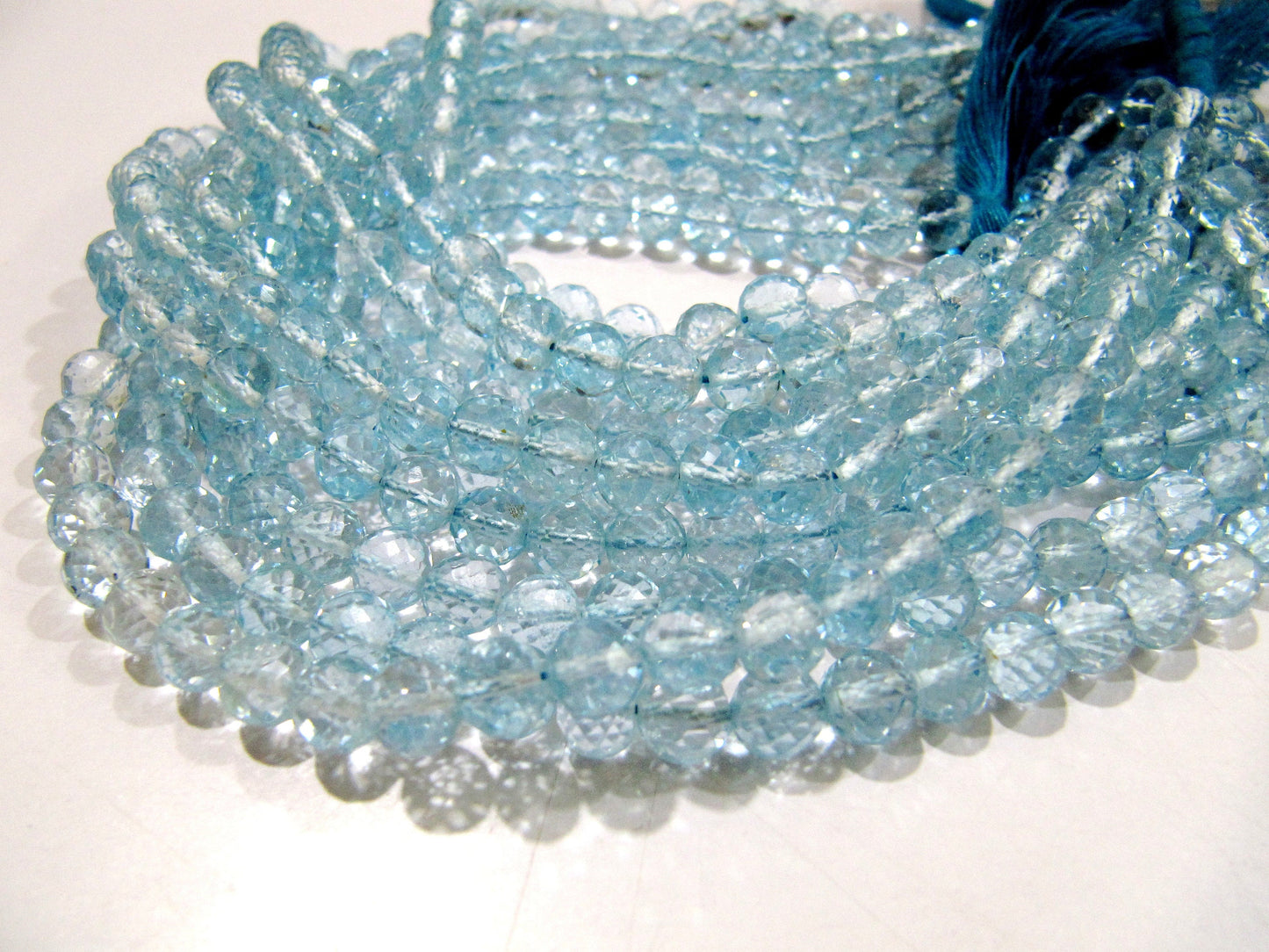 Super Fine Quality Natural Blue Topaz Faceted Round Beads  Genuine Blue Topaz Gemstone Beads 5-6mm Size BT Gemstone  Strand 5 inch long