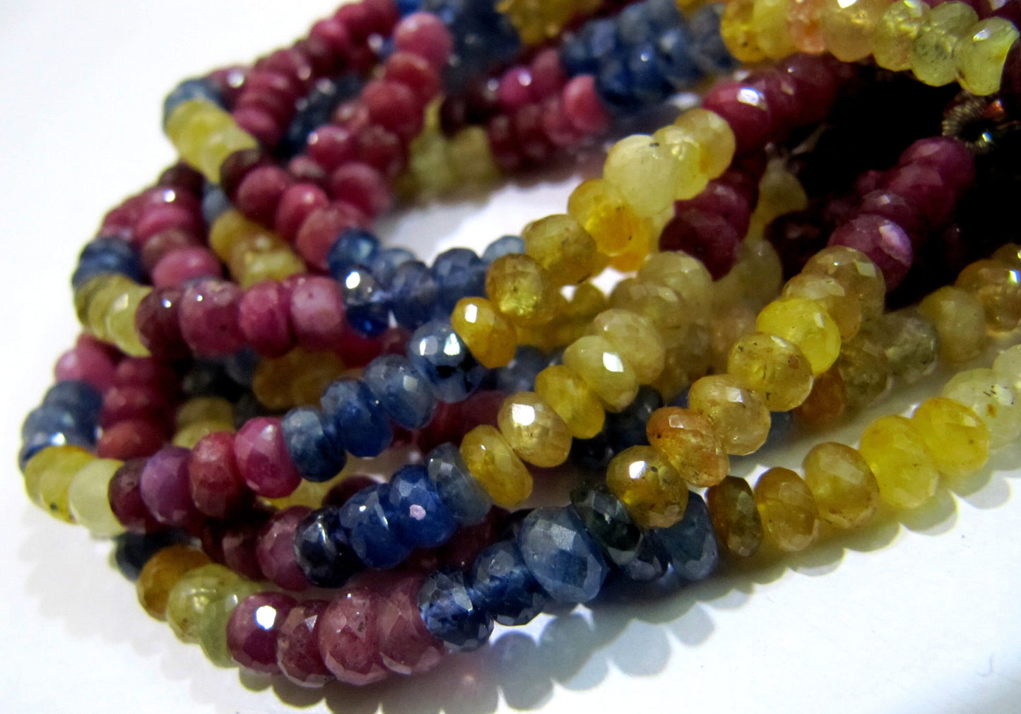 AAA Quality Natural Multi Sapphire Beads Rondelle Faceted Multi Sapphire Beads Size 5 to 7mm Strand 8" long Micro Faceted Precious Beads