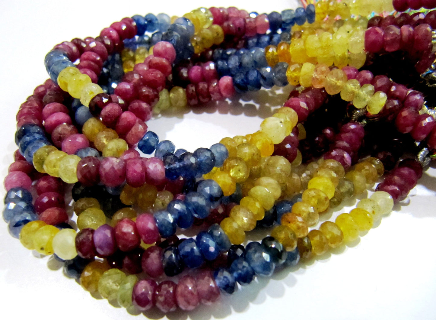 AAA Quality Natural Multi Sapphire Beads Rondelle Faceted Multi Sapphire Beads Size 5 to 7mm Strand 8" long Micro Faceted Precious Beads