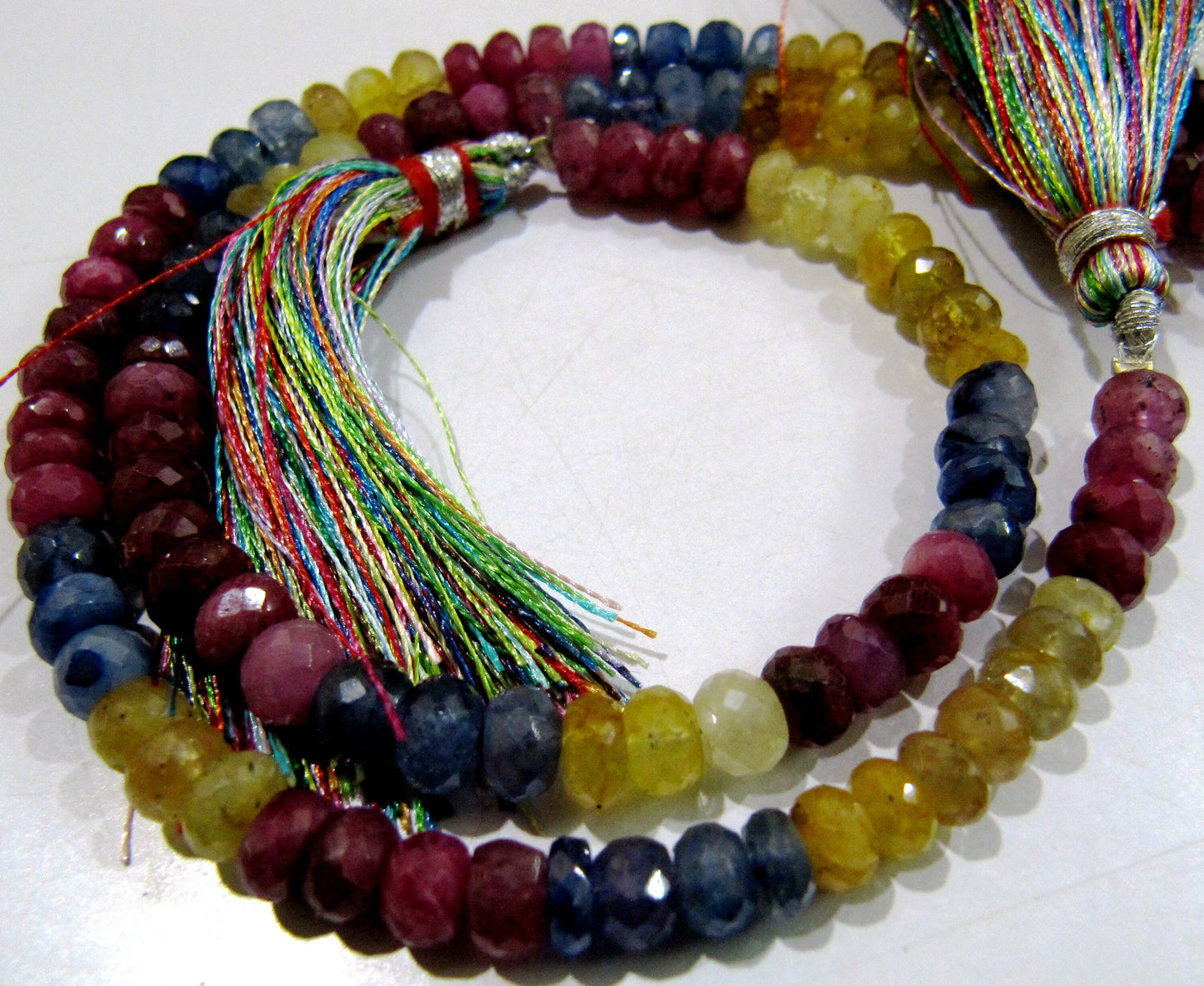 AAA Quality Natural Multi Sapphire Beads Rondelle Faceted Multi Sapphire Beads Size 5 to 7mm Strand 8" long Micro Faceted Precious Beads