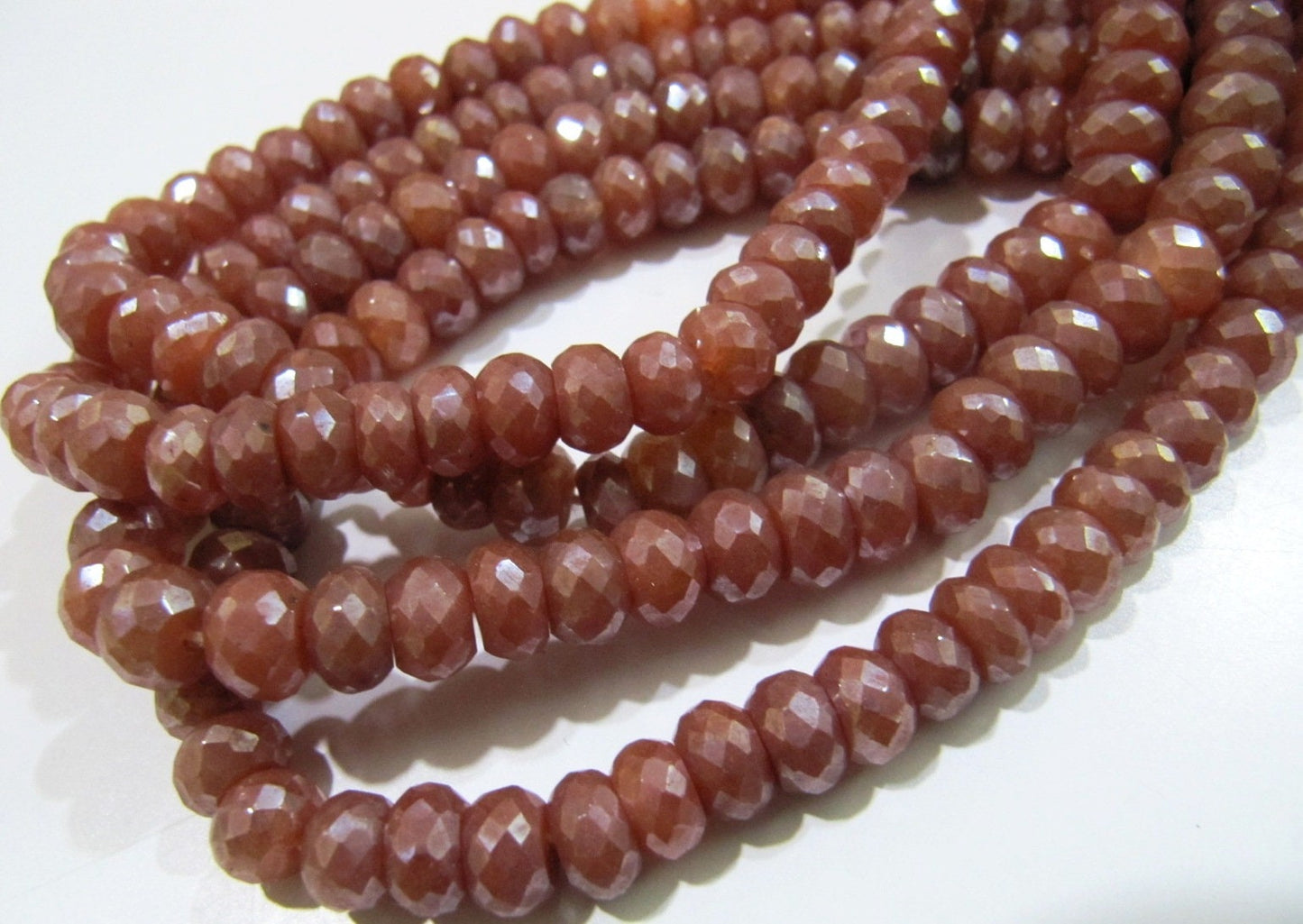 Natural Red Silverite Quartz Beads  Rondelle Faceted Silverite Chalcedony Beads Size 8-9 mm Strand 8 inch long Silver Coated Beads