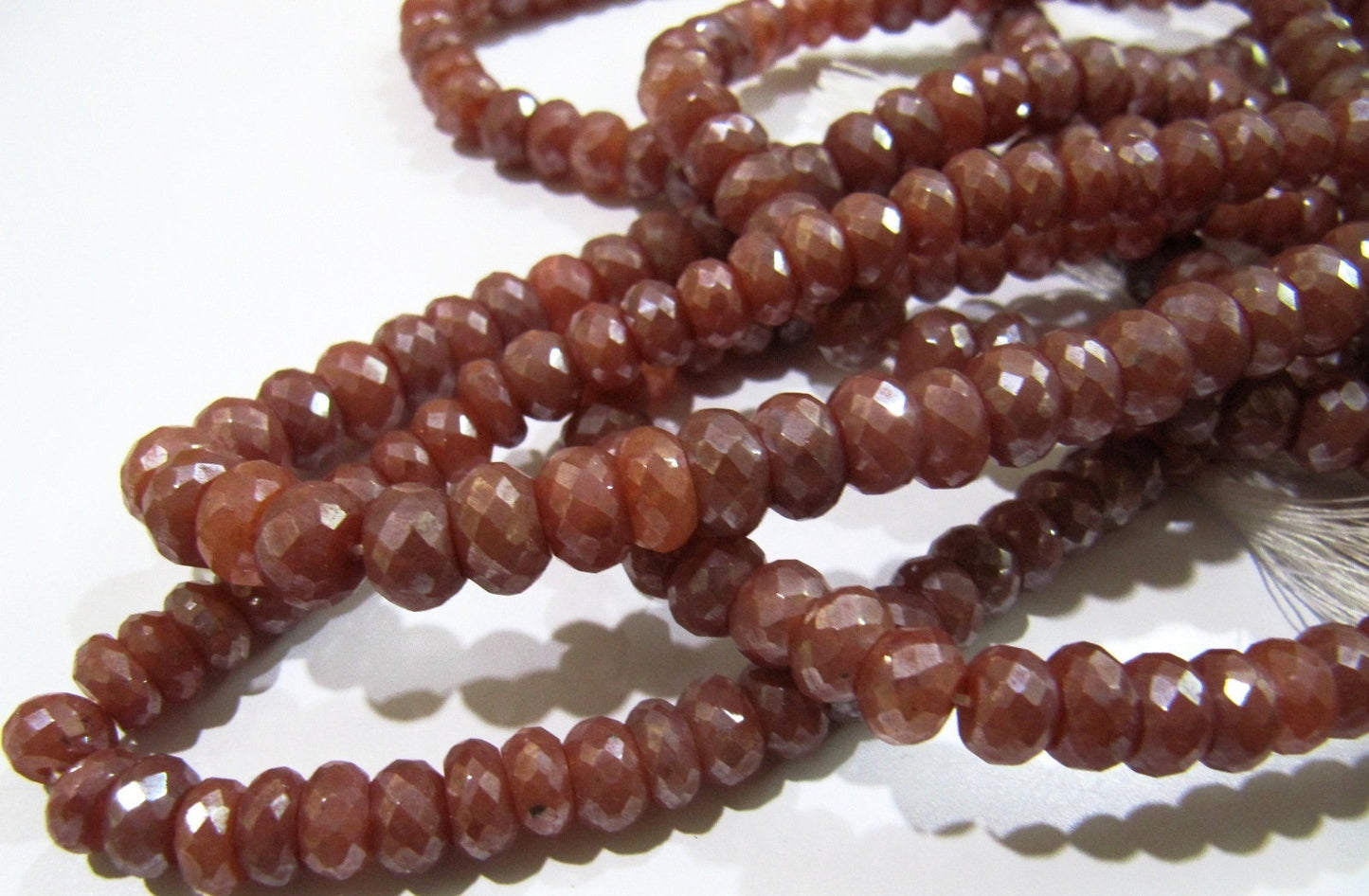 Natural Red Silverite Quartz Beads  Rondelle Faceted Silverite Chalcedony Beads Size 8-9 mm Strand 8 inch long Silver Coated Beads
