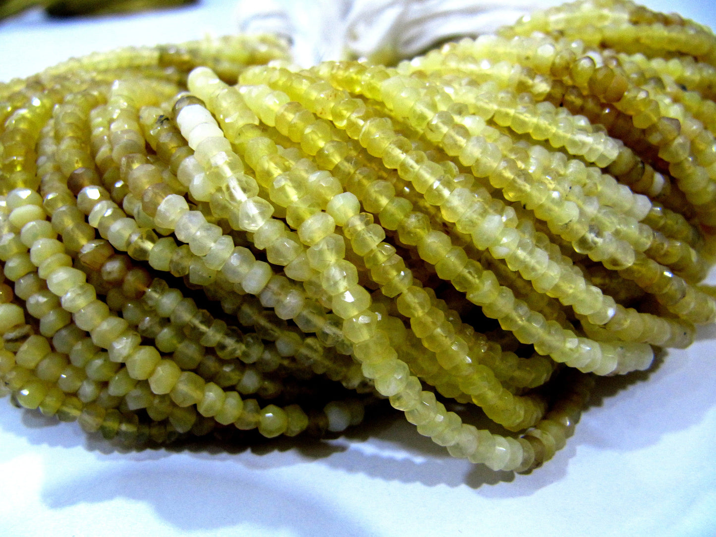 Rare Yellow Opal Rondelle Faceted Gemstone Strands 14 inches, 3to 4mm beads Natural Yellow Opal Very Fine Quality sold in Wholesale Prices