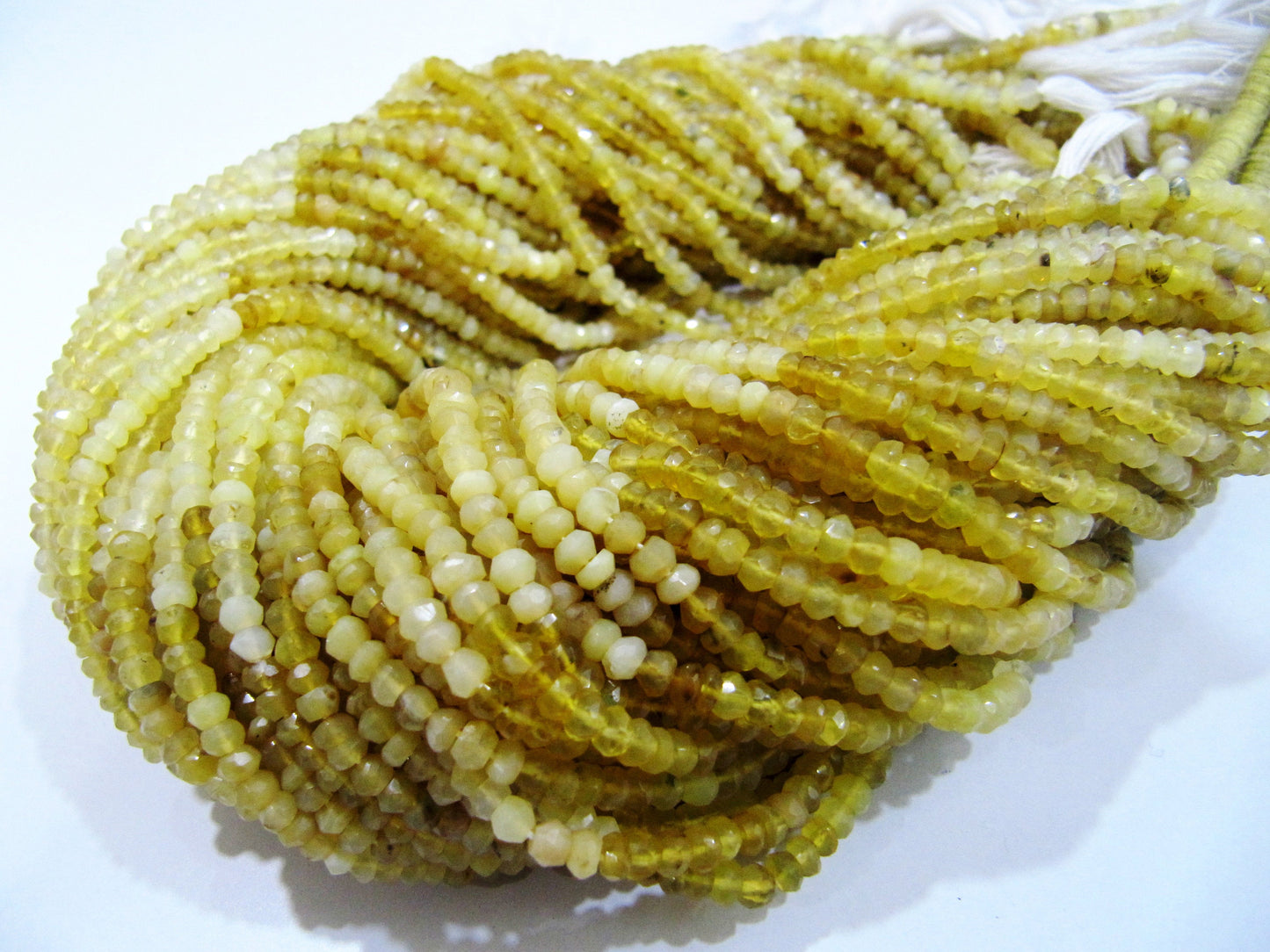 Rare Yellow Opal Rondelle Faceted Gemstone Strands 14 inches, 3to 4mm beads Natural Yellow Opal Very Fine Quality sold in Wholesale Prices