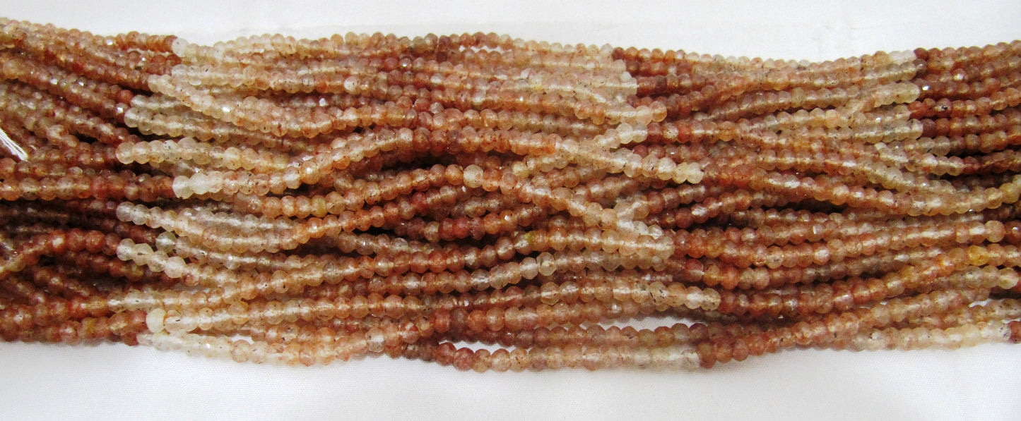 Natural Copper Rutilated Quartz Rondelle Faceted 4mm Gemstone Beads Strand 13 inches long Top Quality Jewelry Making Beads Wholesale Prices
