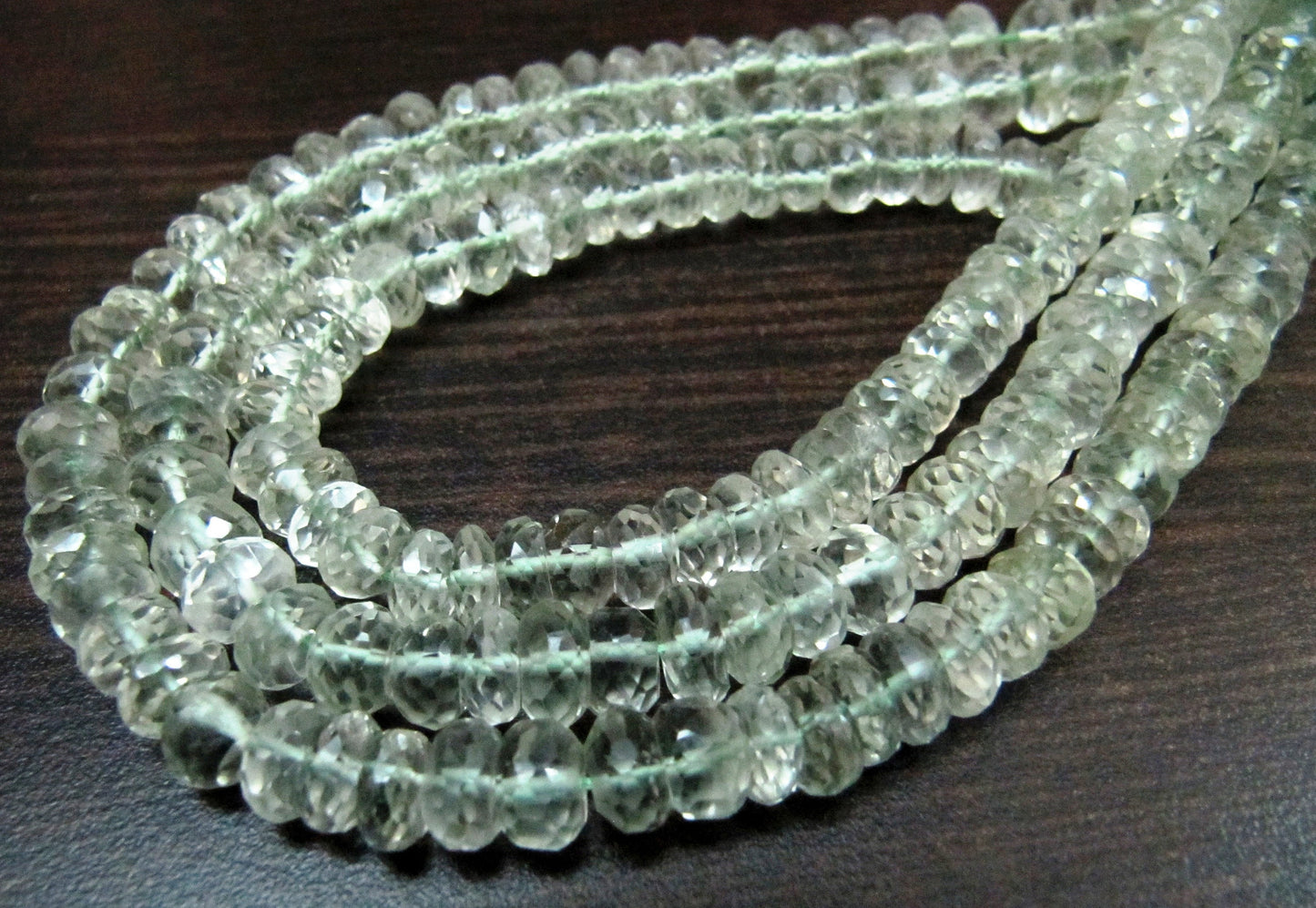 Natural Green Amethyst Rondelle Faceted Beads / Best Quality 6-8 mm Size Green Amethyst Beads / Strand 8 inches long Graduated Beads
