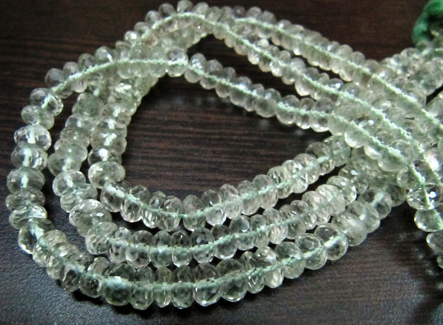 Natural Green Amethyst Rondelle Faceted Beads / Best Quality 6-8 mm Size Green Amethyst Beads / Strand 8 inches long Graduated Beads