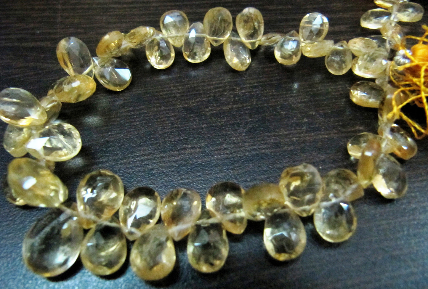 Natural Faceted Pear Shape Citrine Beads / 5x8mm to 9x13mm Size Citrine Briolette Beads / Strand 8 inches long / Wholesale Rate With Tassels