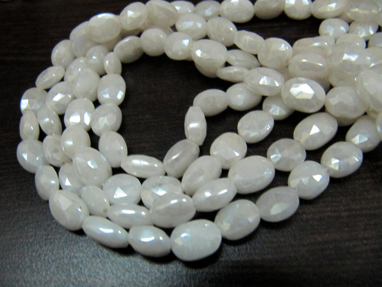 Natural Silverite Beads 10mm Size Top Quality Oval faceted Silverite Chalcedony Beads Strand 14 inches long Mystic Silver Coated