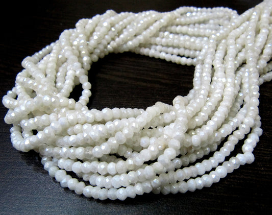 Natural White Silverite 3- 4mm AB Coated Beads Strand 13 inch long Mystic Coated Silverite Beads Wholesale Prices Jewelry making gemstone