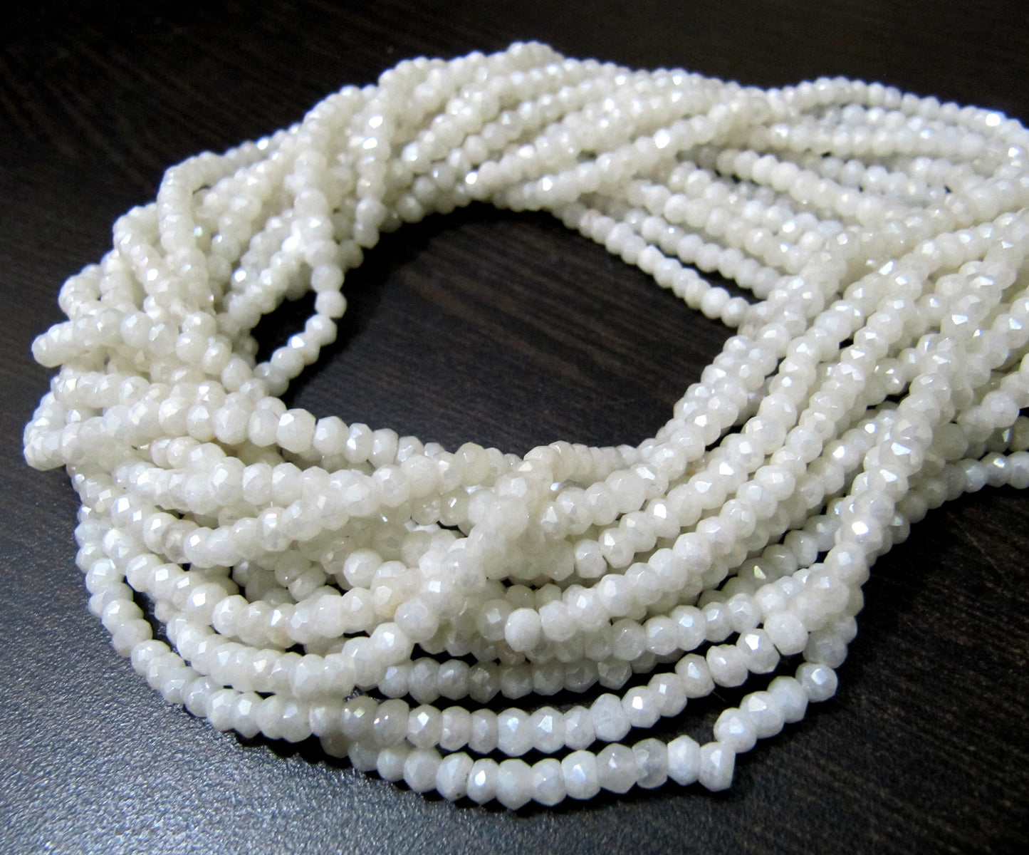 Natural White Silverite 3- 4mm AB Coated Beads Strand 13 inch long Mystic Coated Silverite Beads Wholesale Prices Jewelry making gemstone