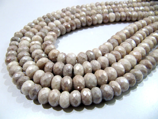 Natural Grey Silverite Beads Rondelle Faceted Silverite Chalcedony Beads Size 7-8mm Strand 8 inches Long