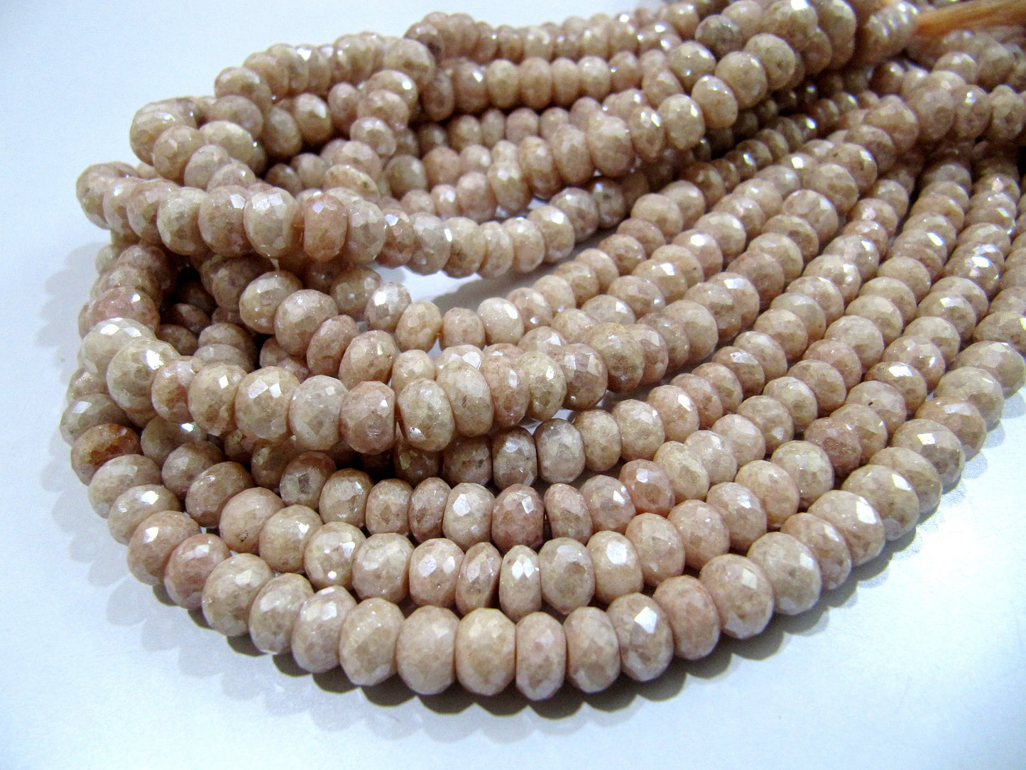 Mystic Coated Peach Silverite Beads / Rondelle Faceted Silverite Chalcedony Beads / Size 7-8mm / Strand 8 inch long Silver Coated