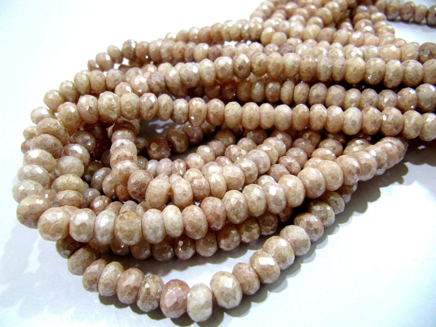 Mystic Coated Peach Silverite Beads / Rondelle Faceted Silverite Chalcedony Beads / Size 7-8mm / Strand 8 inch long Silver Coated