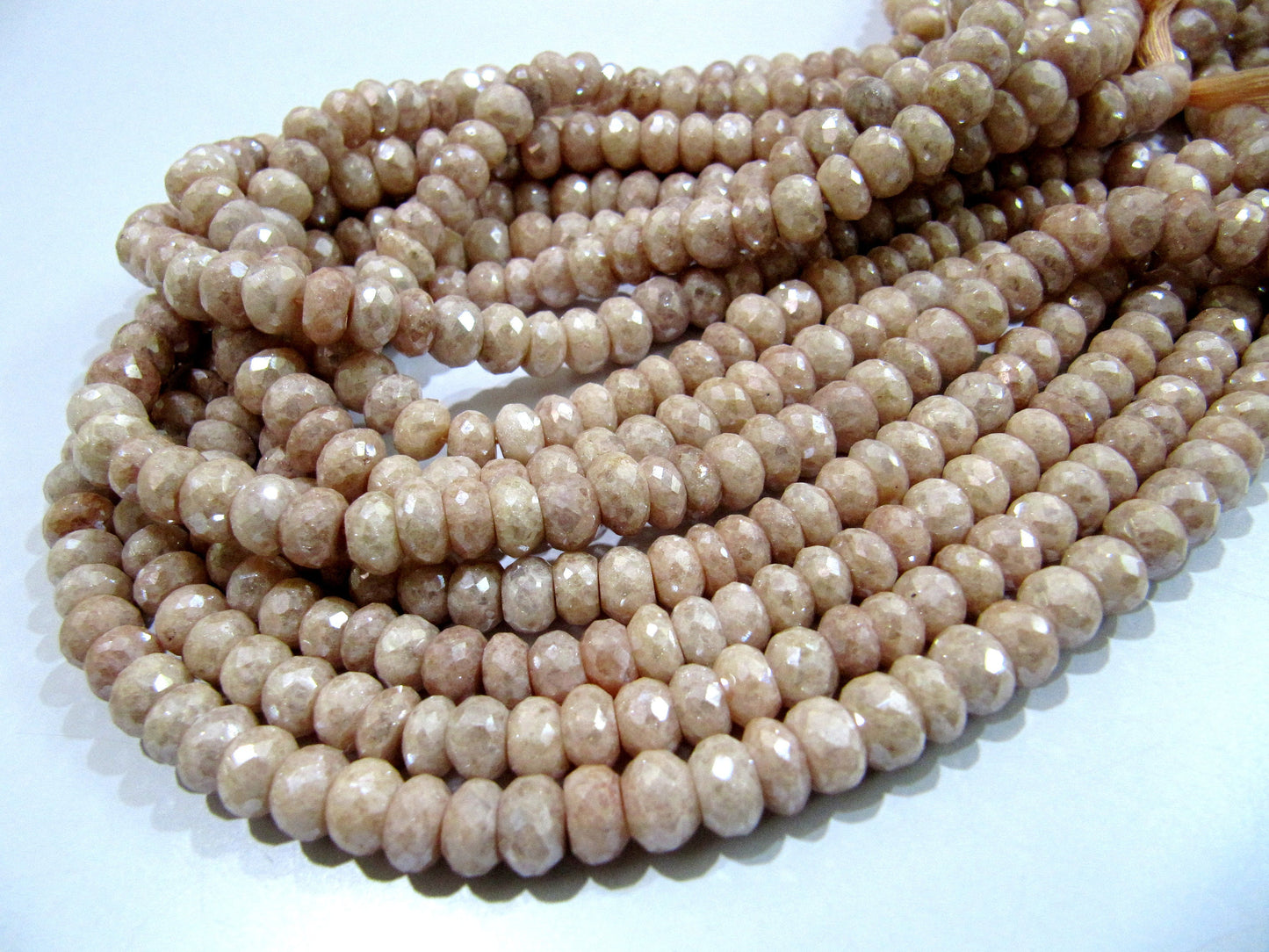 Mystic Coated Peach Silverite Beads / Rondelle Faceted Silverite Chalcedony Beads / Size 7-8mm / Strand 8 inch long Silver Coated