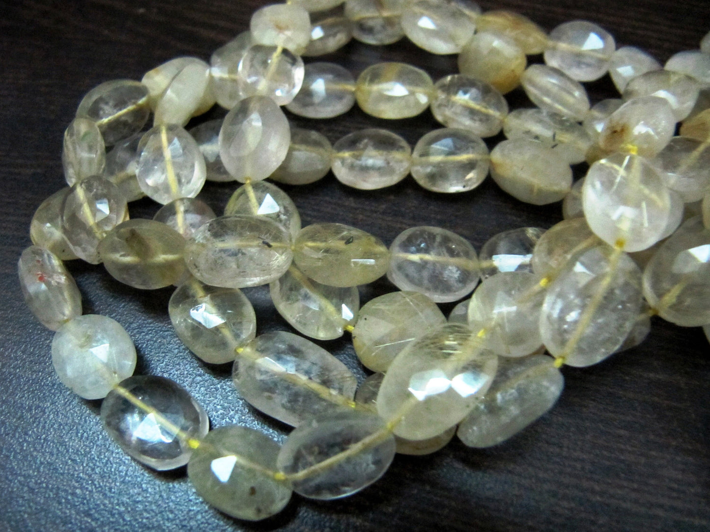 Natural Golden Rutilated Quartz Oval Faceted Briolette Beads 10 to 12mm Rutile Quartz Untreated Gemstone sold per strand 13 inch long