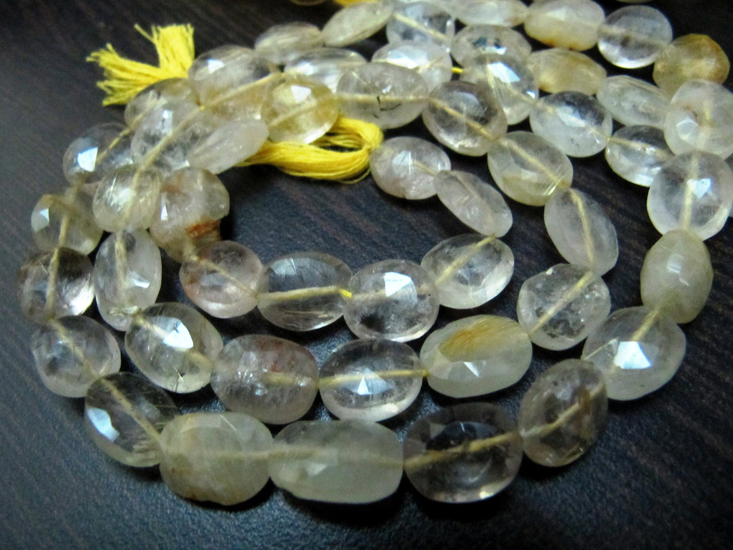 Natural Golden Rutilated Quartz Oval Faceted Briolette Beads 10 to 12mm Rutile Quartz Untreated Gemstone sold per strand 13 inch long