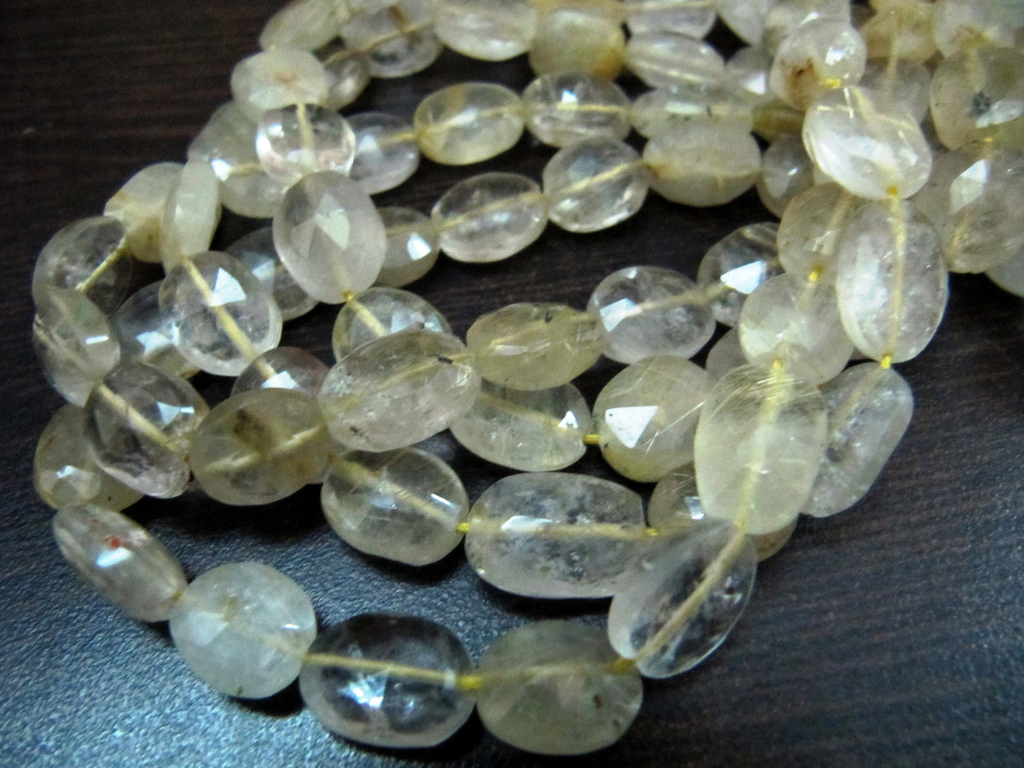 Natural Golden Rutilated Quartz Oval Faceted Briolette Beads 10 to 12mm Rutile Quartz Untreated Gemstone sold per strand 13 inch long