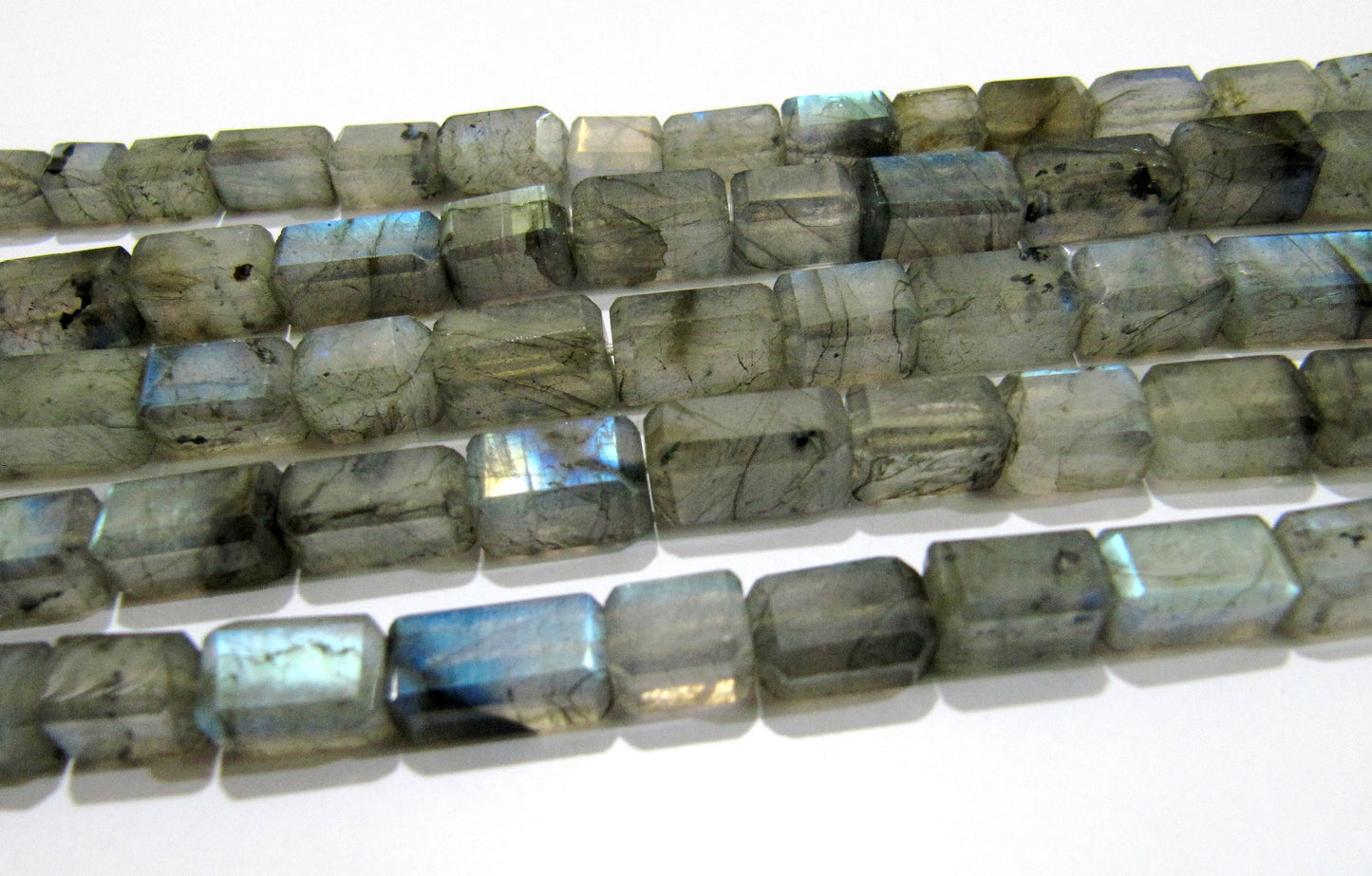 Natural Labradorite Blue Flashy Beads Laser Cut Long Box Beads Size 7x12mm to 8x14mm  Strand 10 inch long/ Rectangle Cube Shape Beads