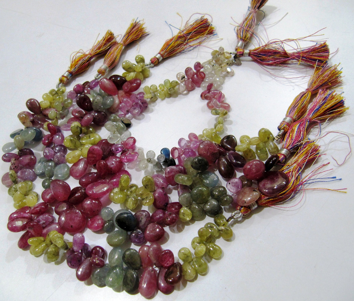 Natural Multi Sapphire Pear Shape Beads / Smooth Beads Side Drilled Beads/ Size 5x8 to 7x10mm Strand 9 inch heart shape Multi Sapphire Beads