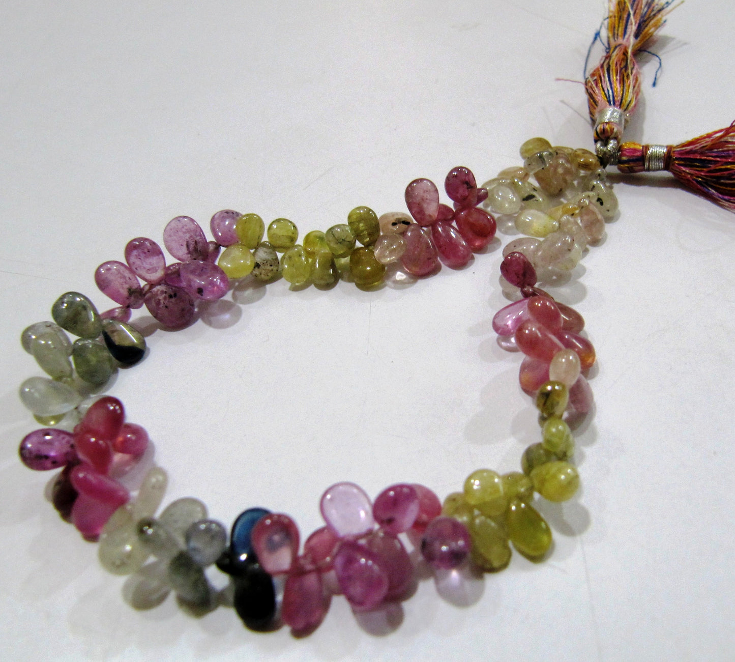 Natural Multi Sapphire Pear Shape Beads / Smooth Beads Side Drilled Beads/ Size 5x8 to 7x10mm Strand 9 inch heart shape Multi Sapphire Beads
