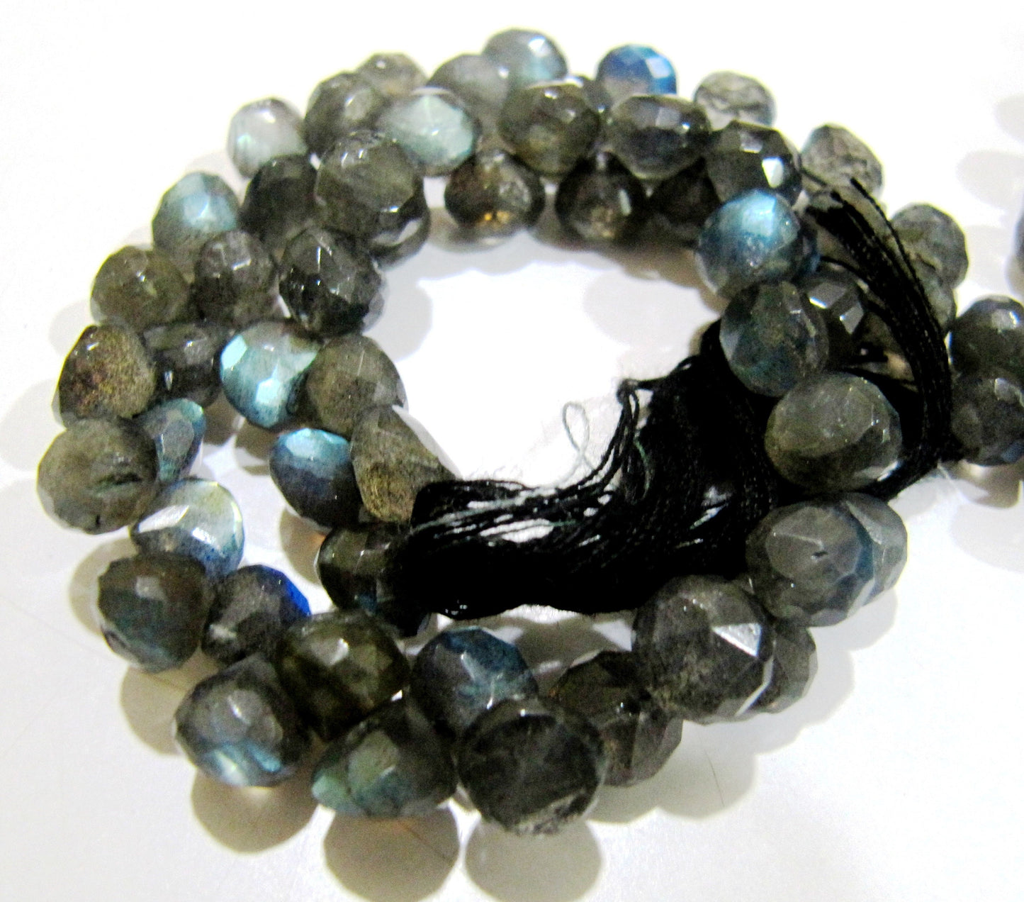 High Quality Natural Labradorite Briolette Beads  Faceted Onion Shape Size 6-8mm / Beautiful Labradorite  strand 9-10 inches long