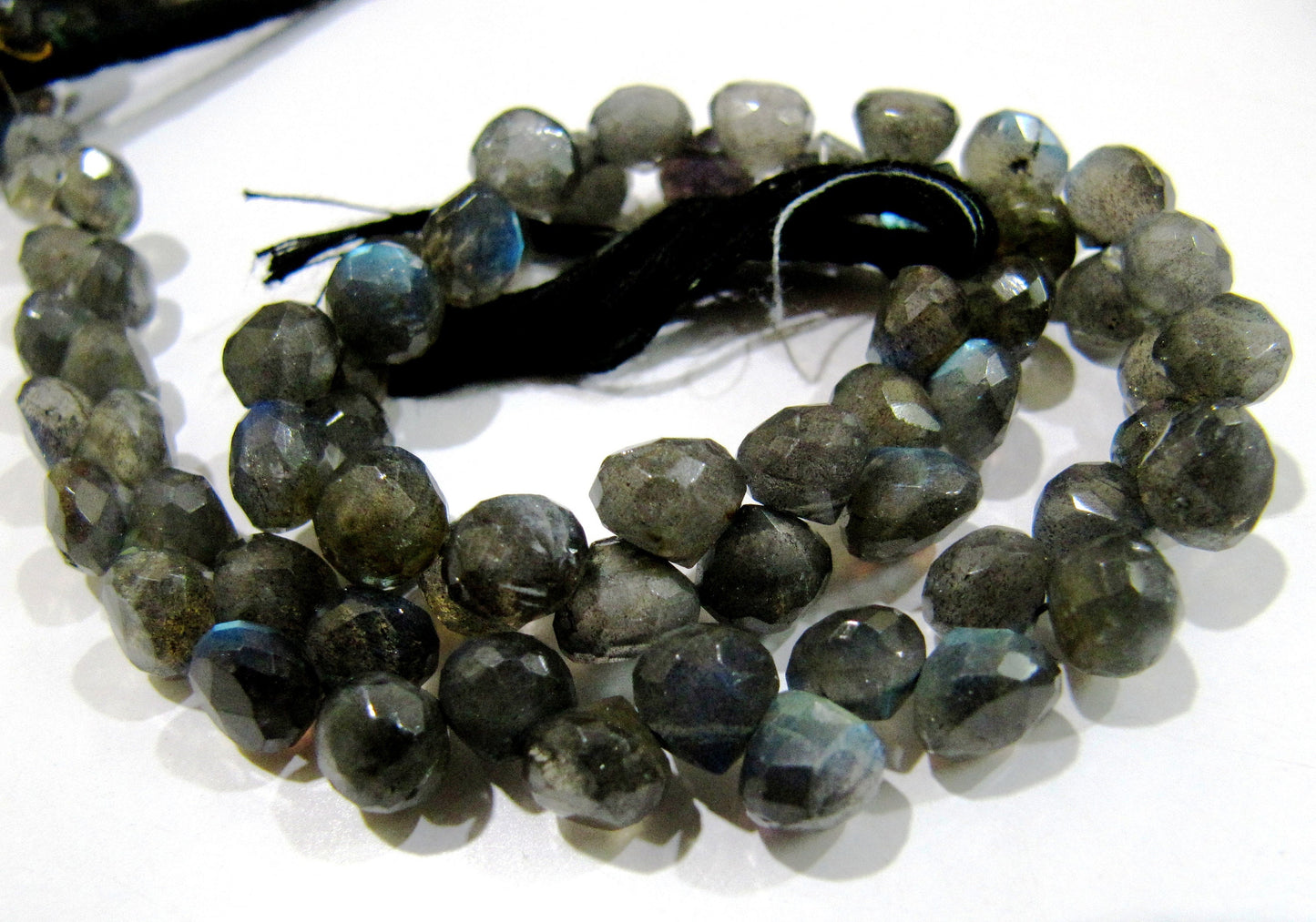 High Quality Natural Labradorite Briolette Beads  Faceted Onion Shape Size 6-8mm / Beautiful Labradorite  strand 9-10 inches long