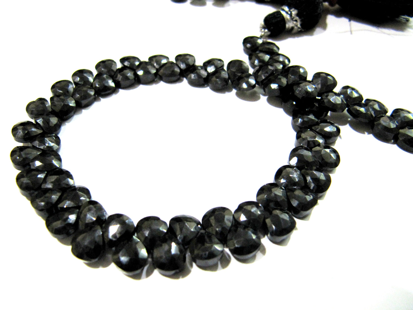 Natural Black Spinel Heart Shape Faceted Briolette Beads 6mm Semi Precious Strand 10inches long  Fancy Shape beads sold Per Strand Wholesale