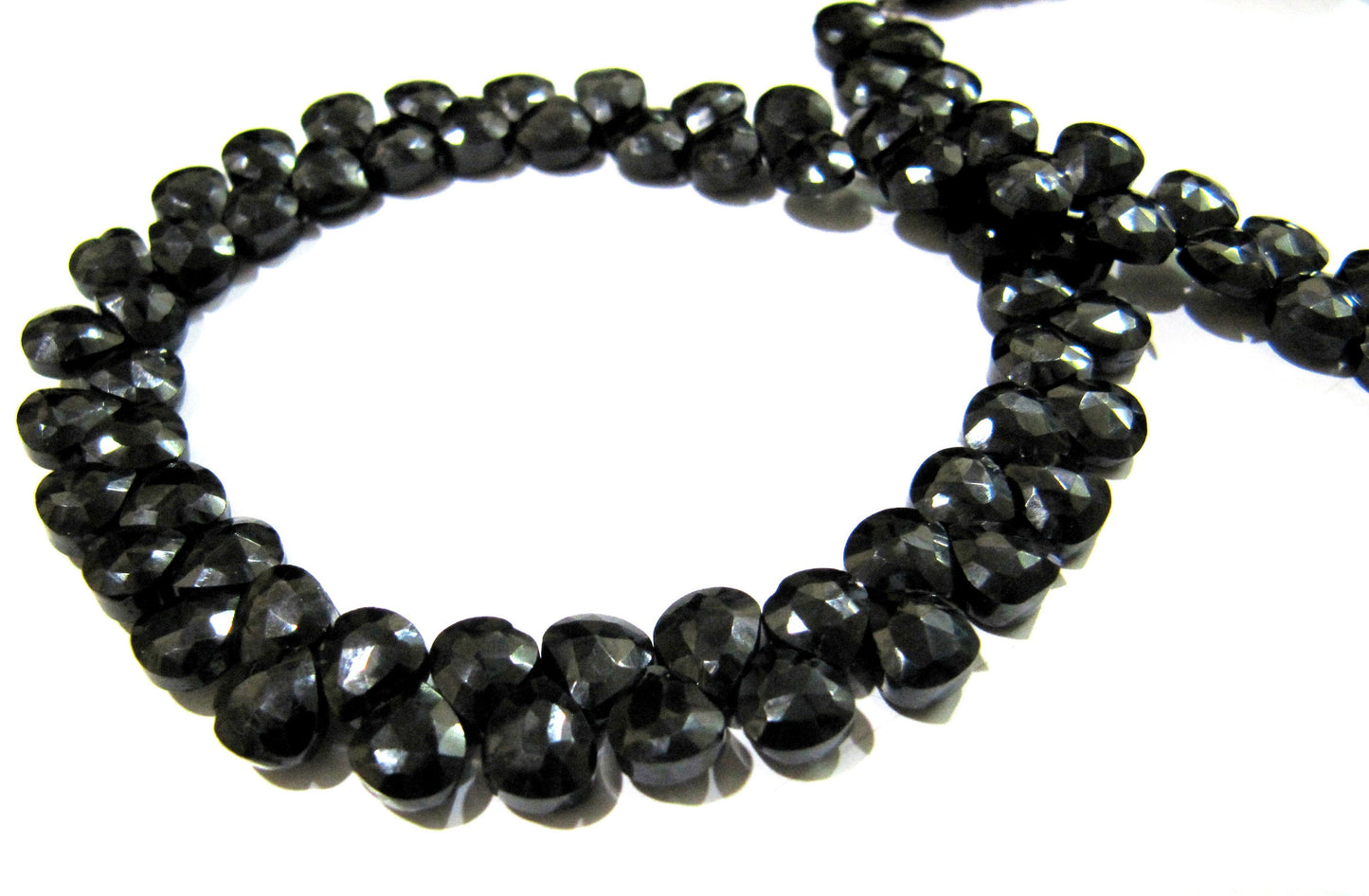 Natural Black Spinel Heart Shape Faceted Briolette Beads 6mm Semi Precious Strand 10inches long  Fancy Shape beads sold Per Strand Wholesale