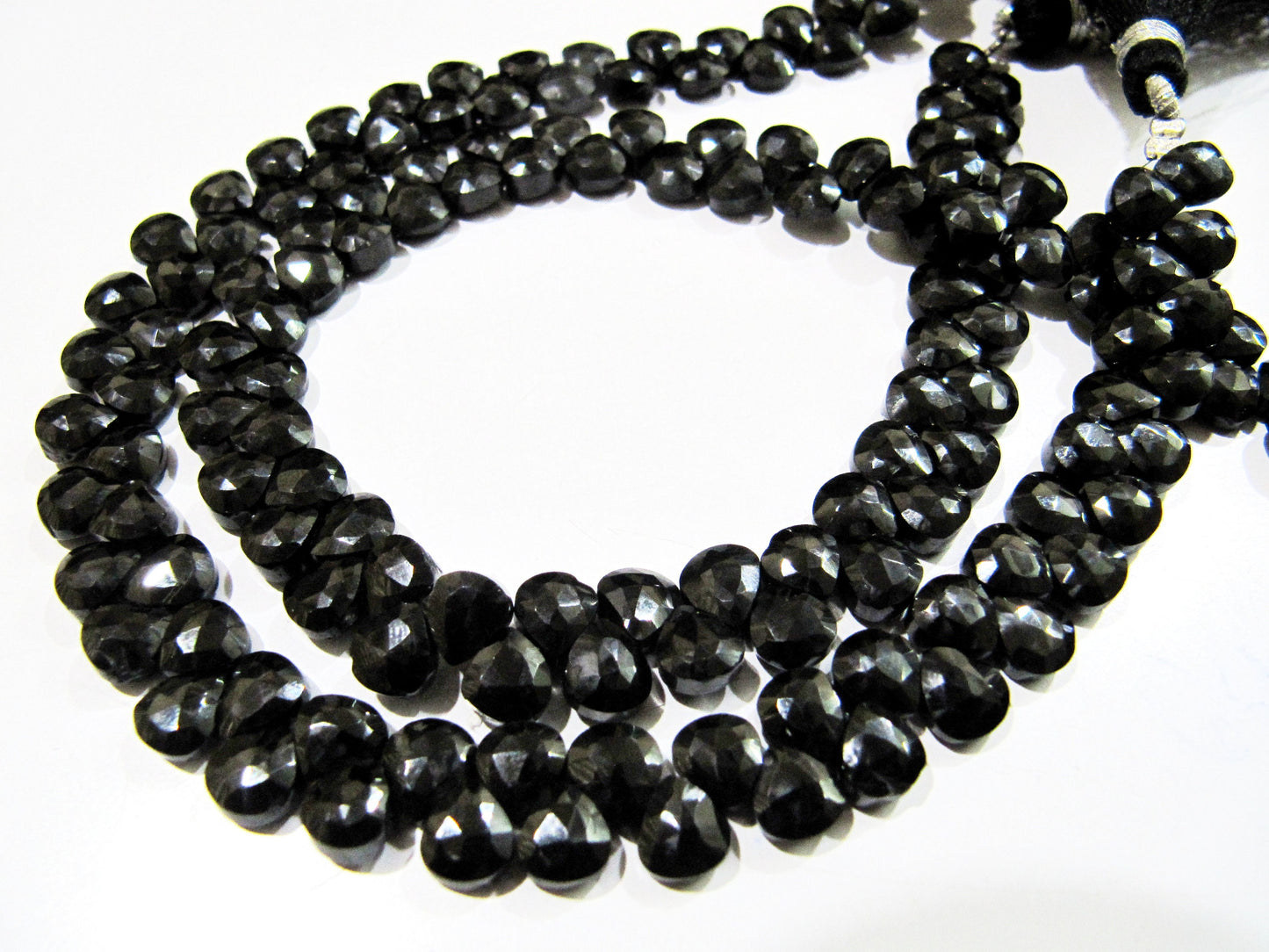 Natural Black Spinel Heart Shape Faceted Briolette Beads 6mm Semi Precious Strand 10inches long  Fancy Shape beads sold Per Strand Wholesale