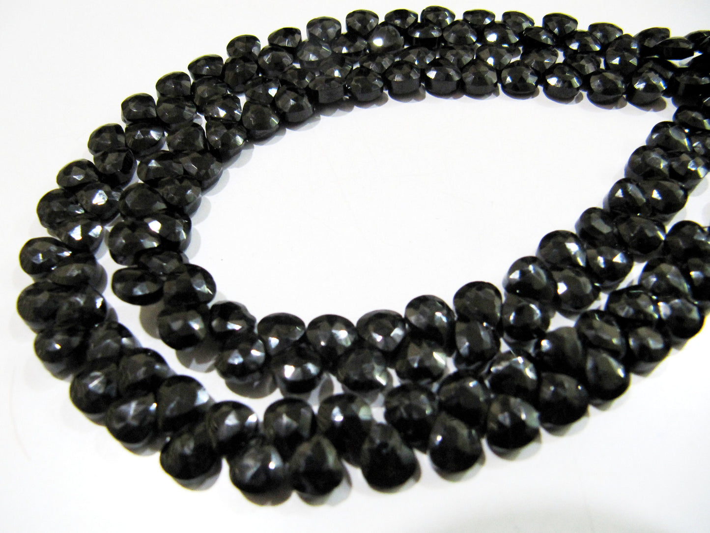 Natural Black Spinel Heart Shape Faceted Briolette Beads 6mm Semi Precious Strand 10inches long  Fancy Shape beads sold Per Strand Wholesale