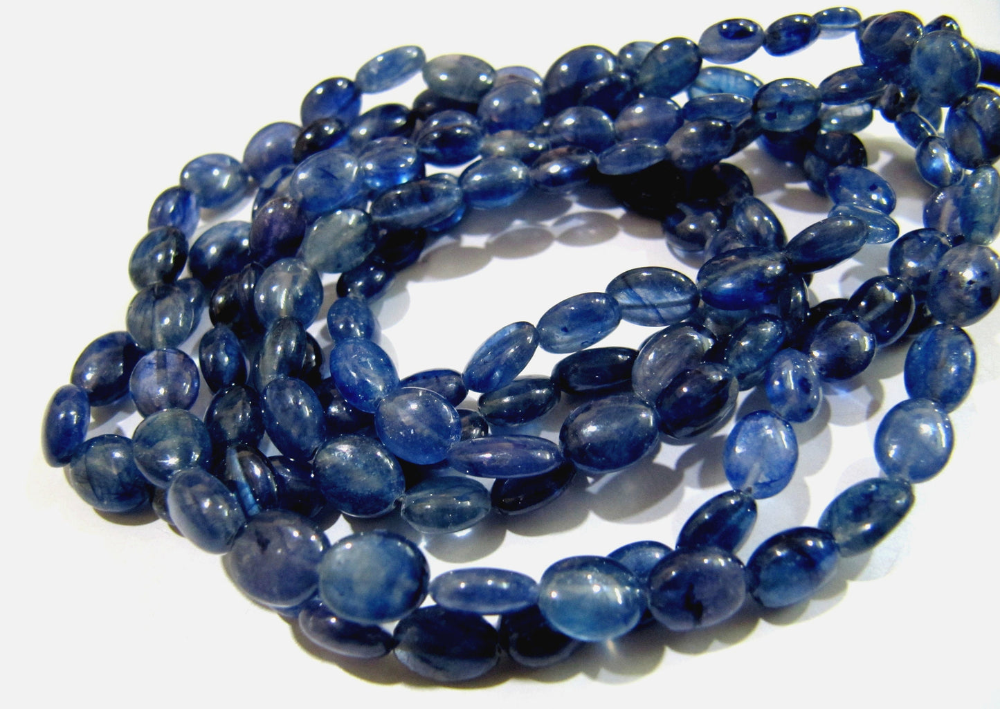 Natural Blue Sapphire Smooth Oval Shape Sapphire Beads Size 8x10mm Strand 4 inches long Precious Gemstone Beads Wholesale Prices