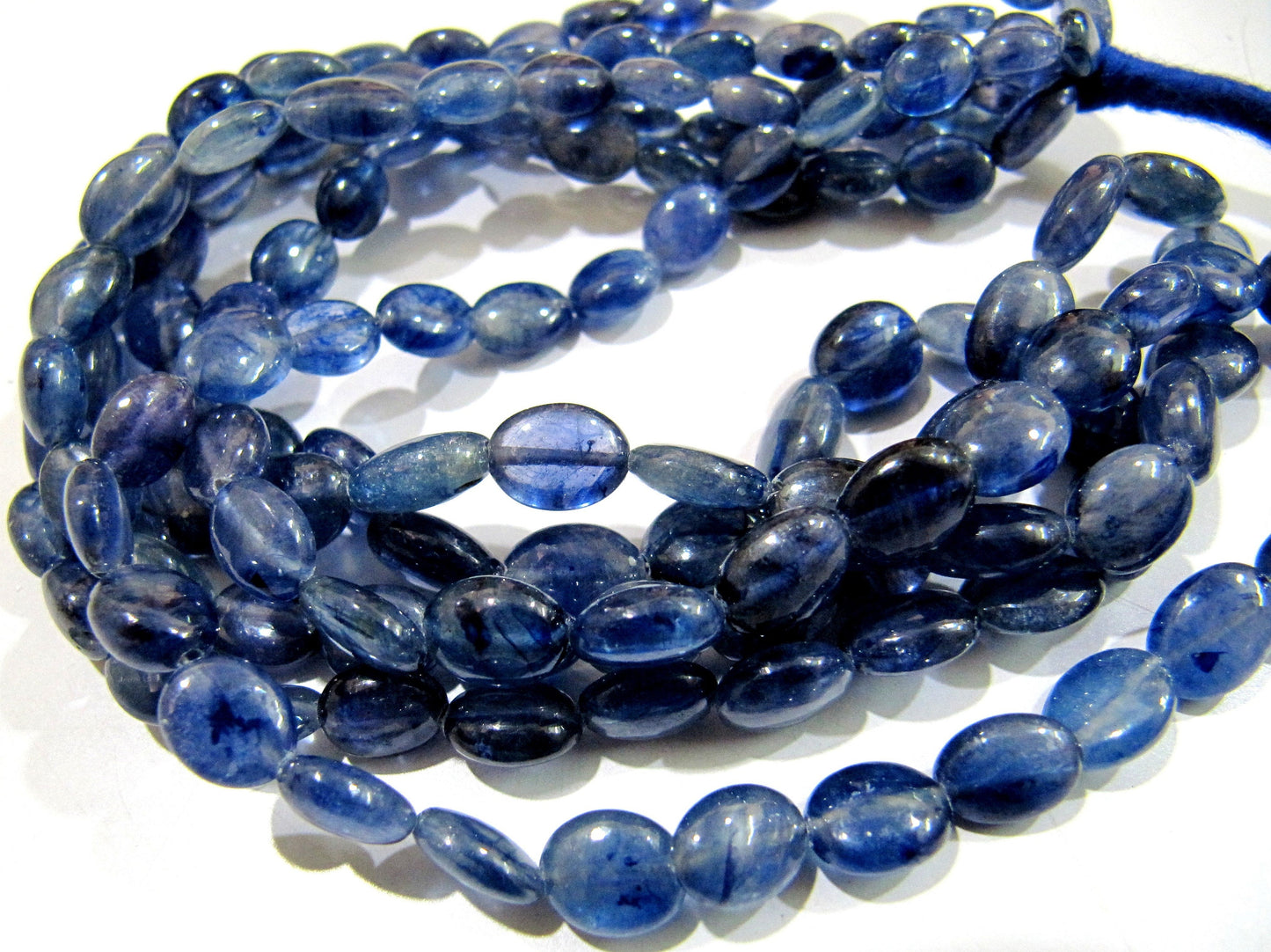 Natural Blue Sapphire Smooth Oval Shape Sapphire Beads Size 8x10mm Strand 4 inches long Precious Gemstone Beads Wholesale Prices