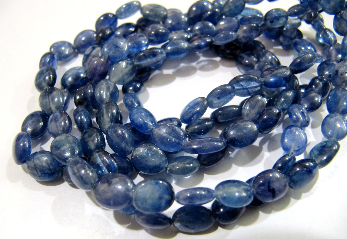 Natural Blue Sapphire Smooth Oval Shape Sapphire Beads Size 8x10mm Strand 4 inches long Precious Gemstone Beads Wholesale Prices