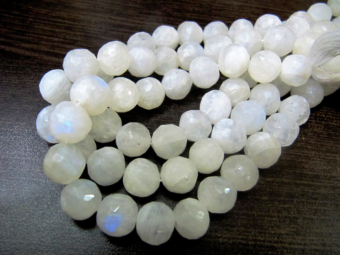 Natural White Rainbow Moonstone Round Faceted Beads 8-10mm Strand 10inches long High Quality Blue Flashy Beads Wholesale Prices