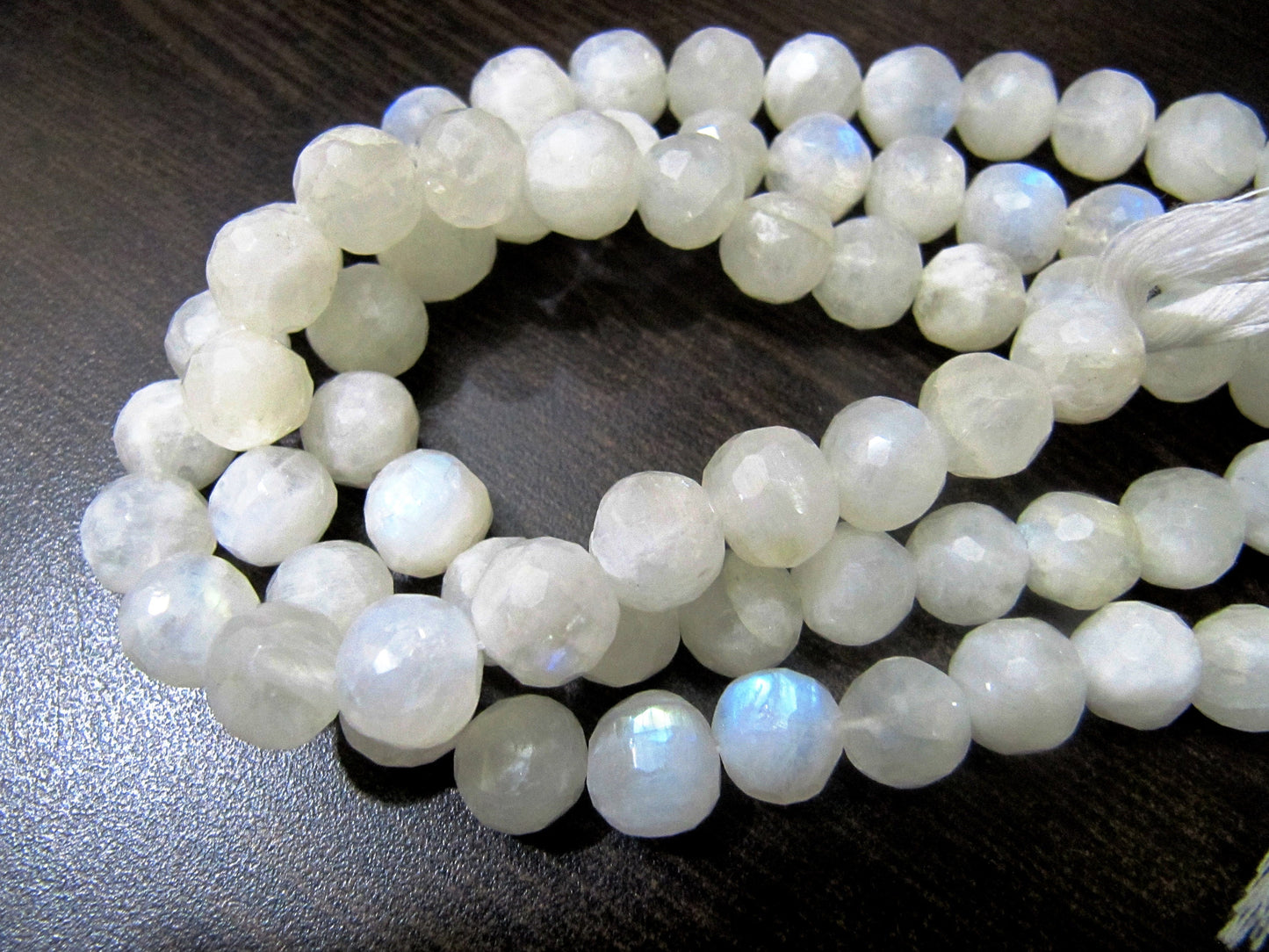 Natural White Rainbow Moonstone Round Faceted Beads 8-10mm Strand 10inches long High Quality Blue Flashy Beads Wholesale Prices