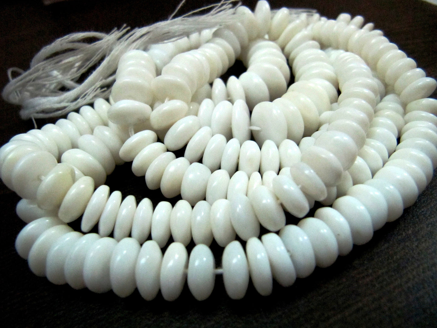 Natural White Opal Smooth Rondelle 6-12mm Size Beads , Exclusive White Opal German Cut Gemstone Beads , Length 8 inches , Graduated Beads